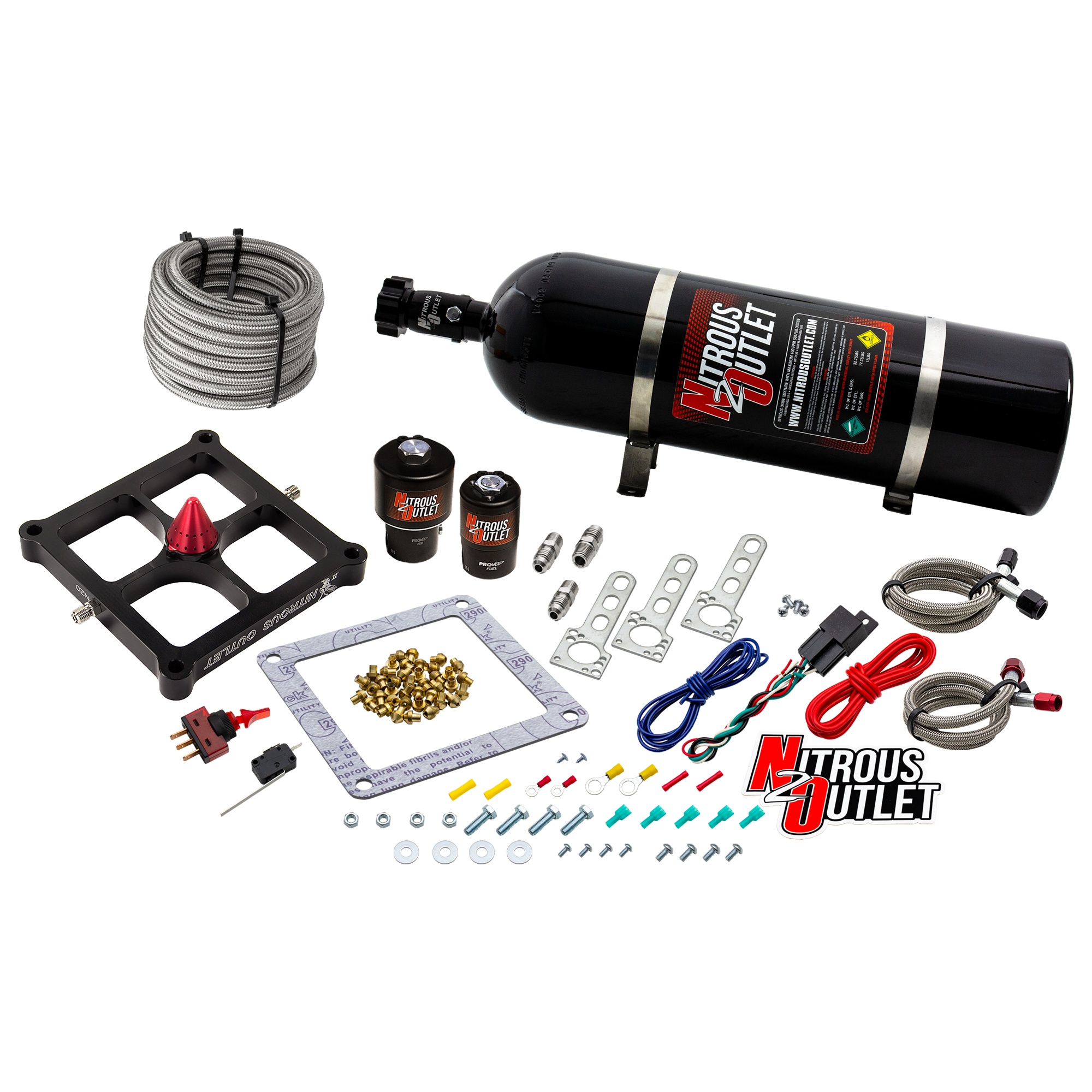 Nitrous Outlet 4500 Stinger 2 Race System - Braided Hoses/.178 Trashcan Nitrous Solenoid/.310 Fuel Solenoid/Universal Sole...