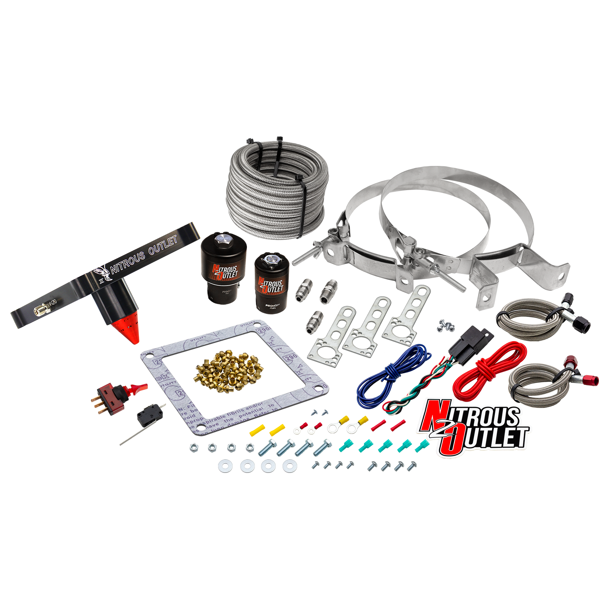 Nitrous Outlet 4500 Stinger 3 Race System - Braided Hoses/.178 Trashcan Nitrous Solenoid/.310 Fuel Solenoid/Universal Sole...