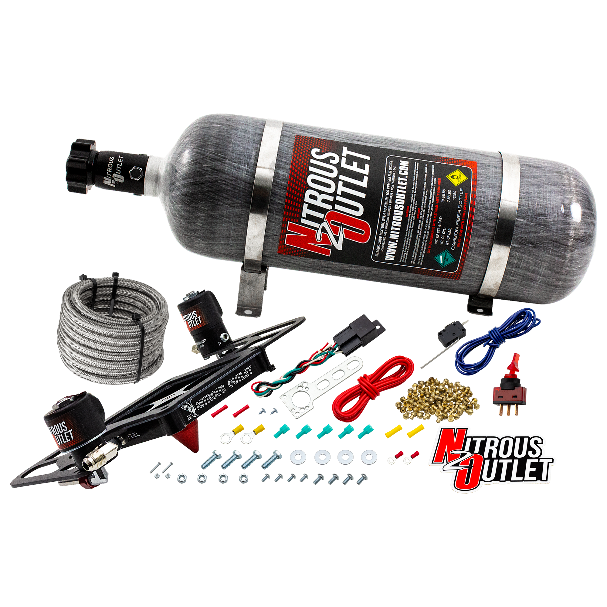 Nitrous Outlet 4500 Stinger 4 System - Hard-line/.122 Nitrous Solenoid/.177 Fuel Solenoid/Boomerang Solenoid Bracket - (Ga...