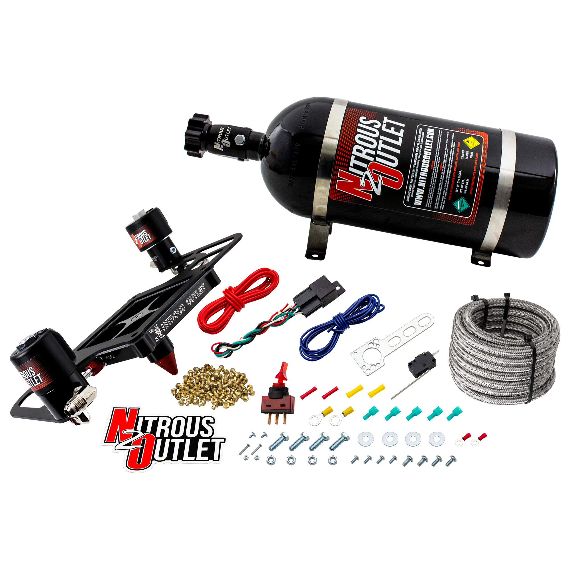 Nitrous Outlet 4500 Stinger 3 Race System - Hard-line/.178 Trashcan Nitrous Solenoid/.310 Fuel Solenoid/Boomerang Solenoid...