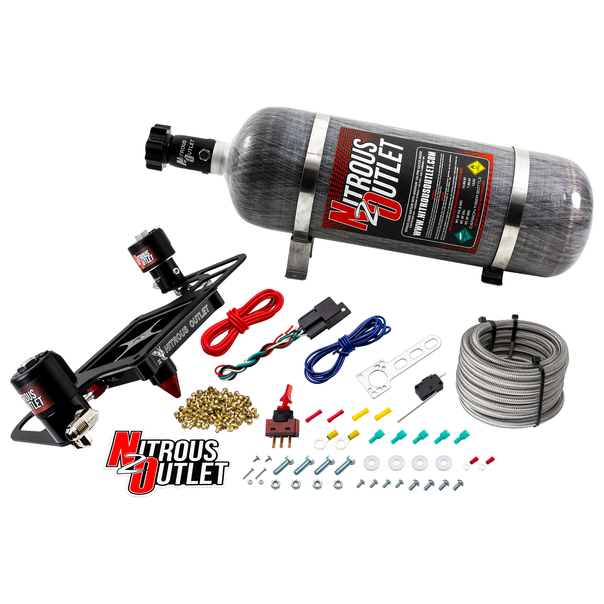 Nitrous Outlet 4500 Stinger 3 Race System - Hard-line/.178 Trashcan Nitrous Solenoid/.310 Fuel Solenoid/Boomerang Solenoid...