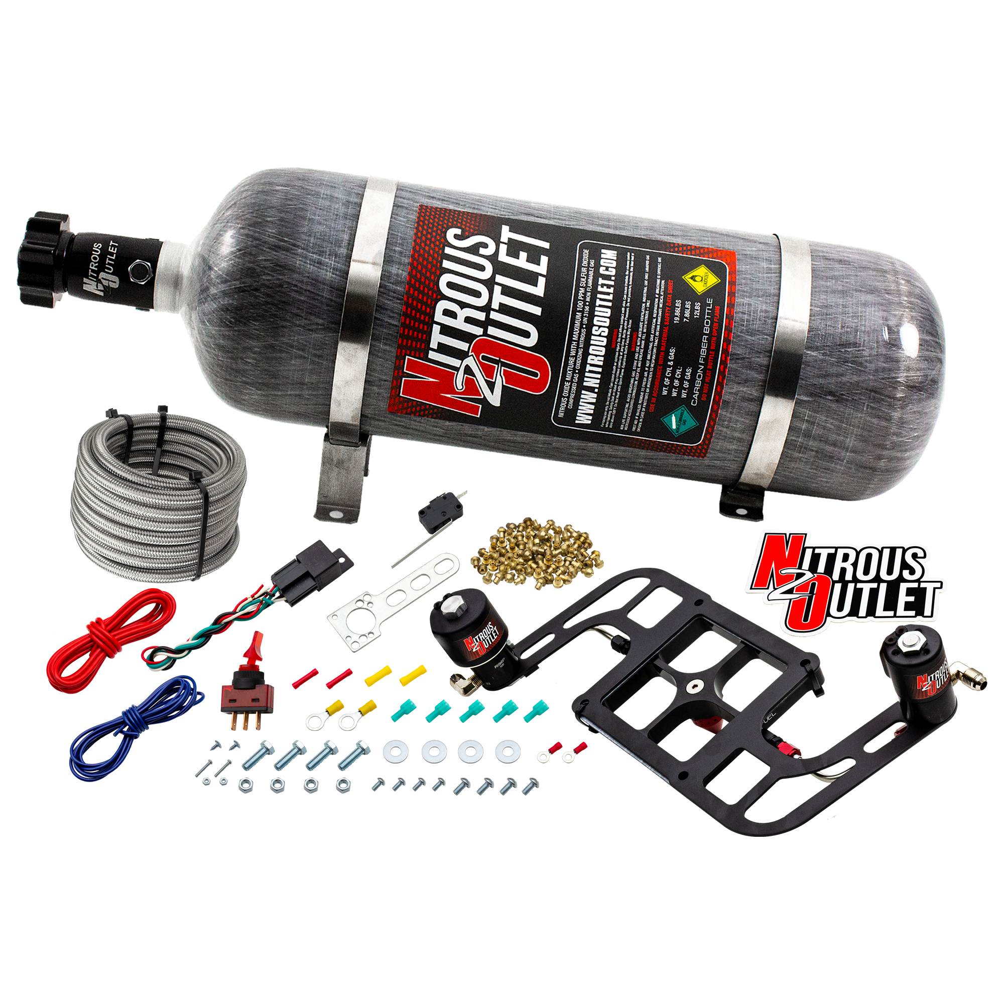Nitrous Outlet 4500 Stinger 4 Race System - Hard-line/.178 Trashcan Nitrous Solenoid/.310 Fuel Solenoid/Boomerang Solenoid...