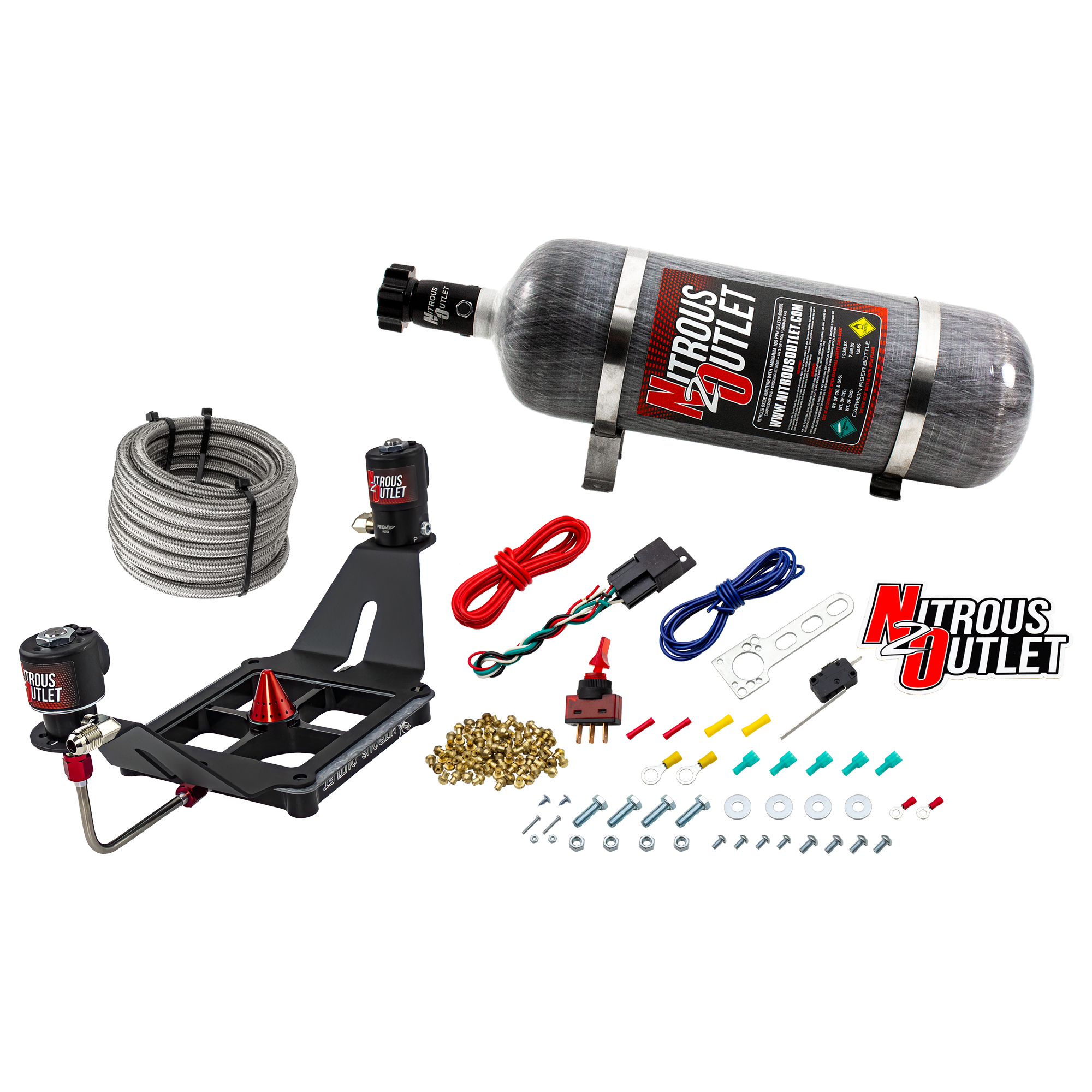 Nitrous Outlet 4500 Stinger 2 System - Hard-line/.122 Nitrous Solenoid/.177 Fuel Solenoid/Deep Break Solenoid Bracket/Sole...
