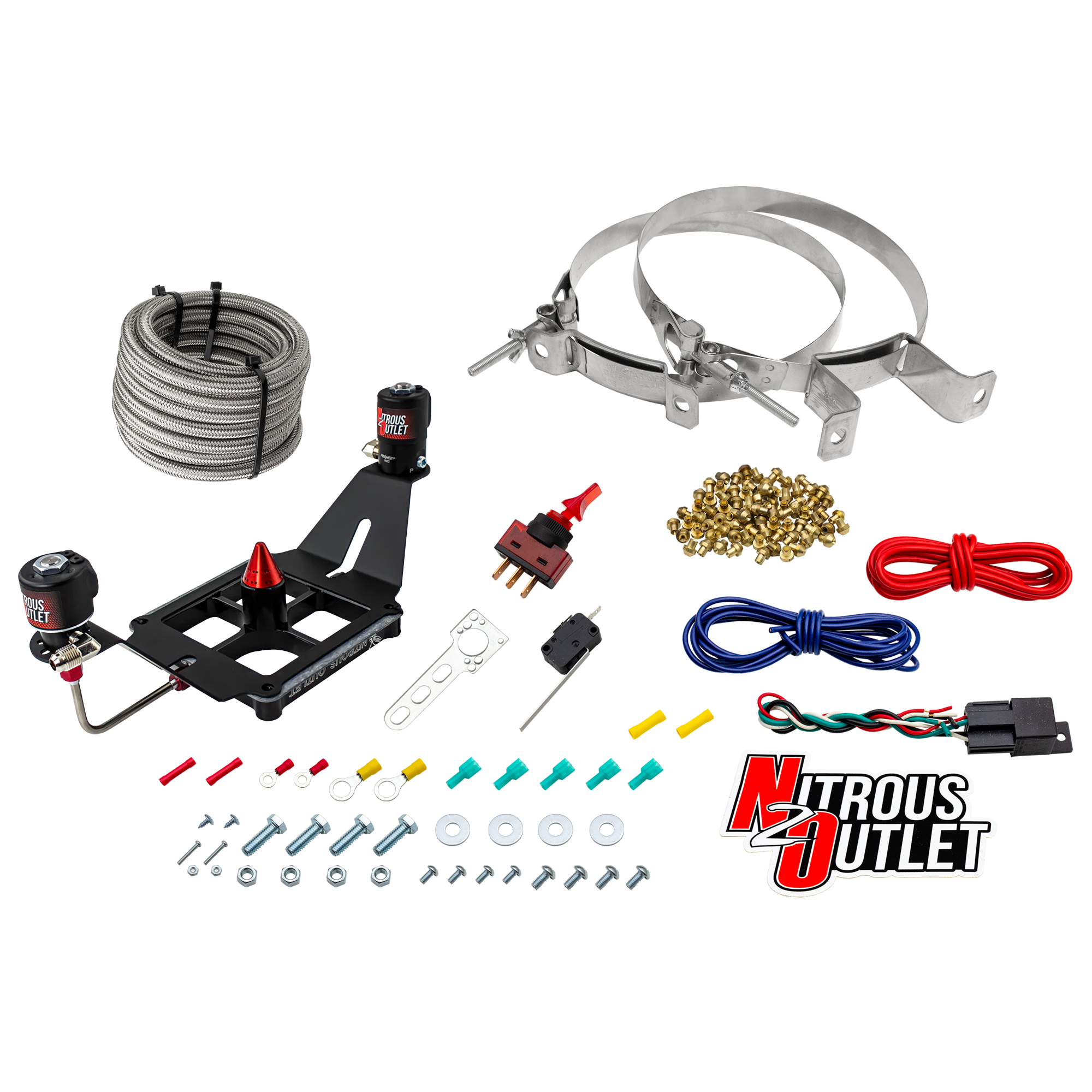 Nitrous Outlet 4500 Stinger 3 System - Hard-line/.122 Nitrous Solenoid/.177 Fuel Solenoid/Deep Break Solenoid Bracket/Sole...