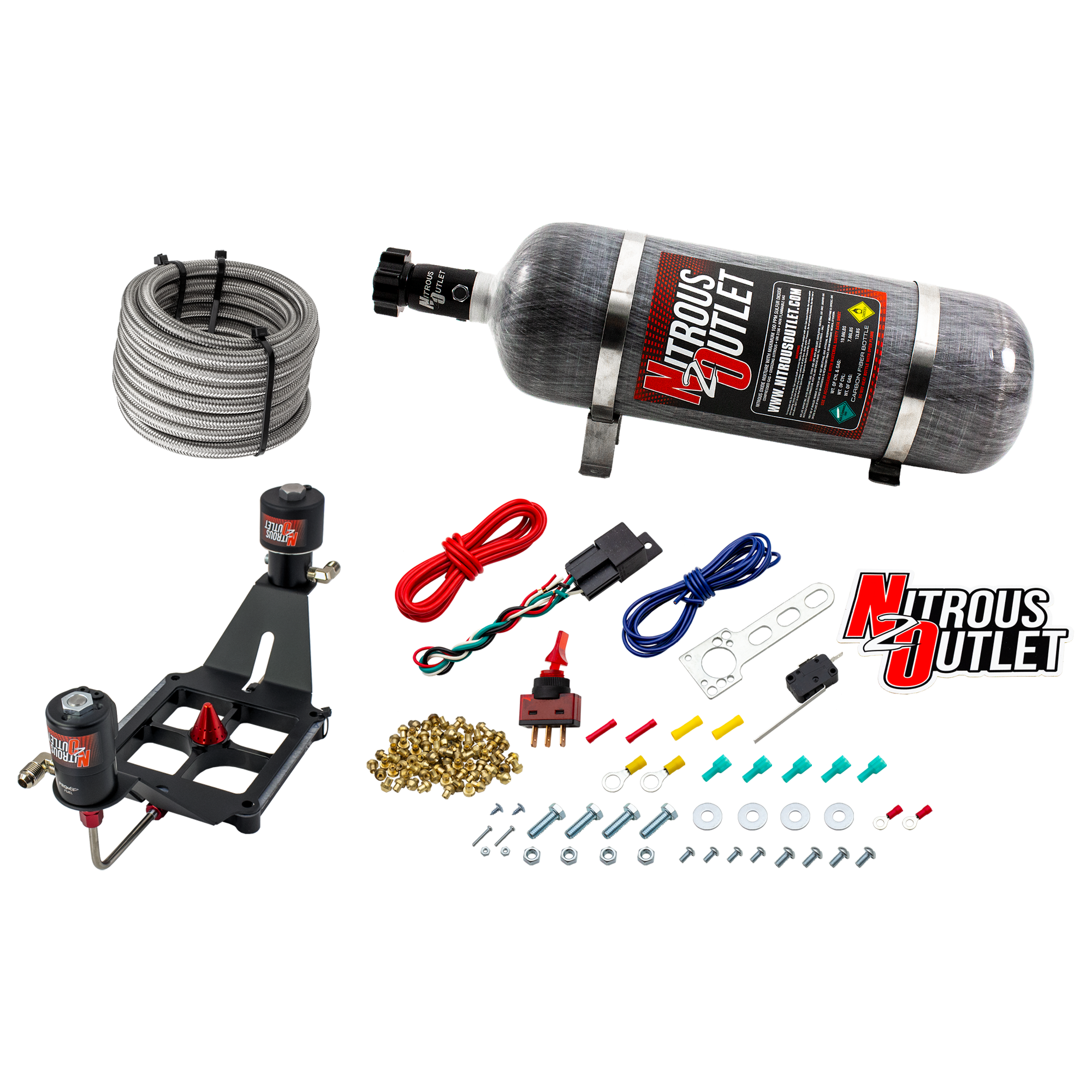 Nitrous Outlet 4500 Stinger 2 Race System - Hard-line/.178 Trashcan Nitrous Solenoid/.310 Fuel Solenoid/Deep Break Solenoi...