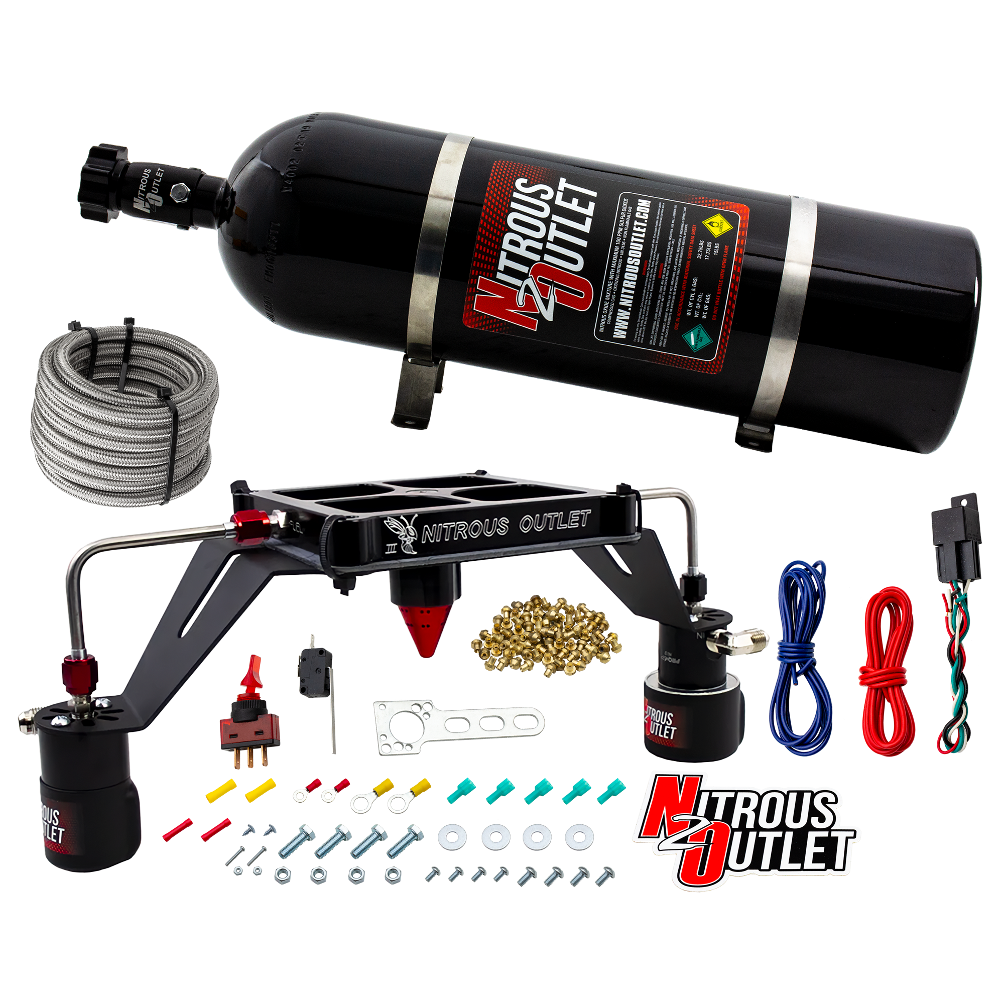 Nitrous Outlet 4500 Stinger 3 Race System - Hard-line/.178 Trashcan Nitrous Solenoid/.310 Fuel Solenoid/Deep Break Solenoi...