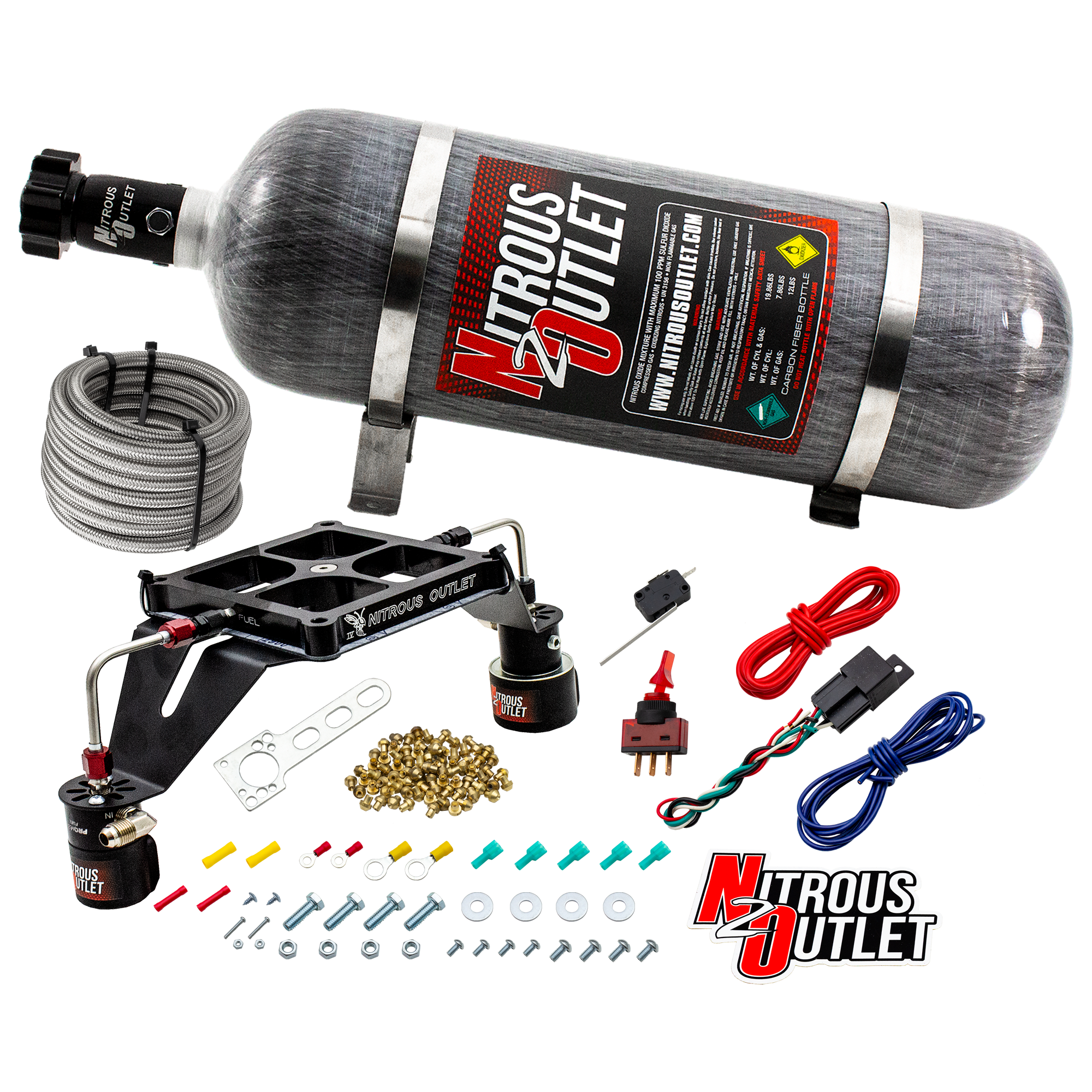 Nitrous Outlet 4500 Stinger 4 Race System - Hard-line/.178 Trashcan Nitrous Solenoid/.310 Fuel Solenoid/Deep Break Solenoi...