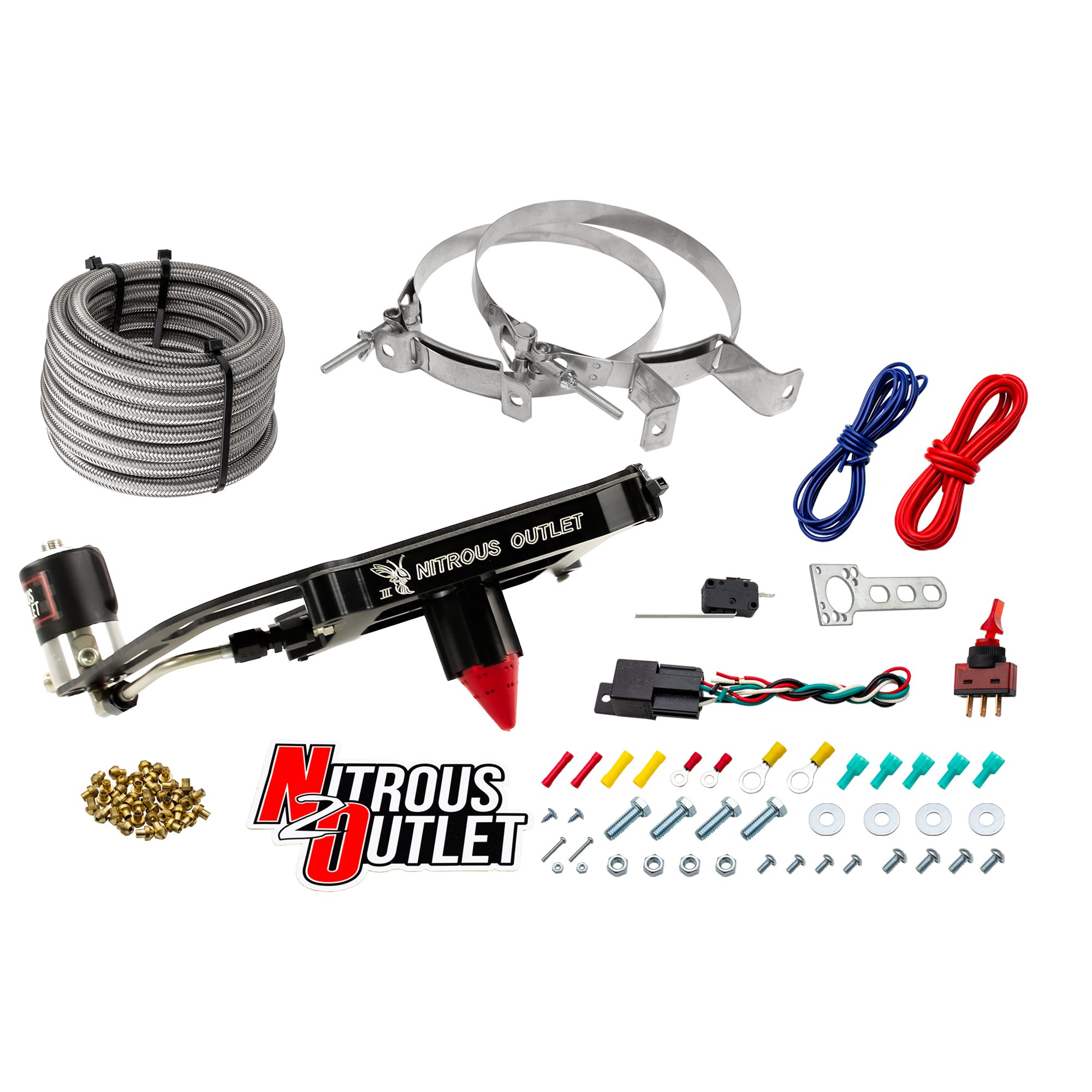Nitrous Outlet 4150 Stinger 3 Dry System - Hard-line/.122 Nitrous Solenoid/Boomerang Solenoid Bracket - (50-500 HP)(No Bot...