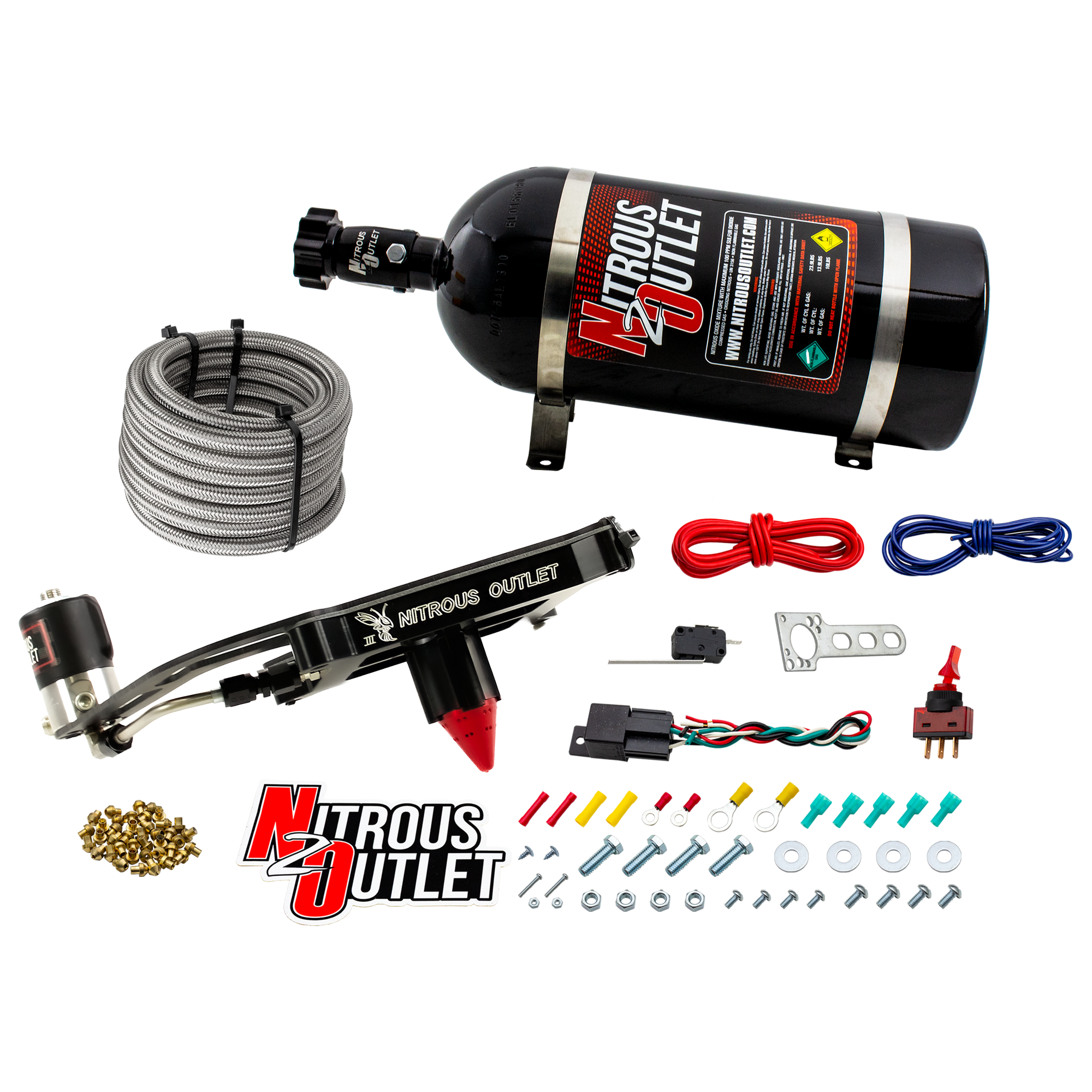 Nitrous Outlet 4150 Stinger 3 Dry System - Hard-line/.122 Nitrous Solenoid/Boomerang Solenoid Bracket - (50-500 HP)(10lb B...