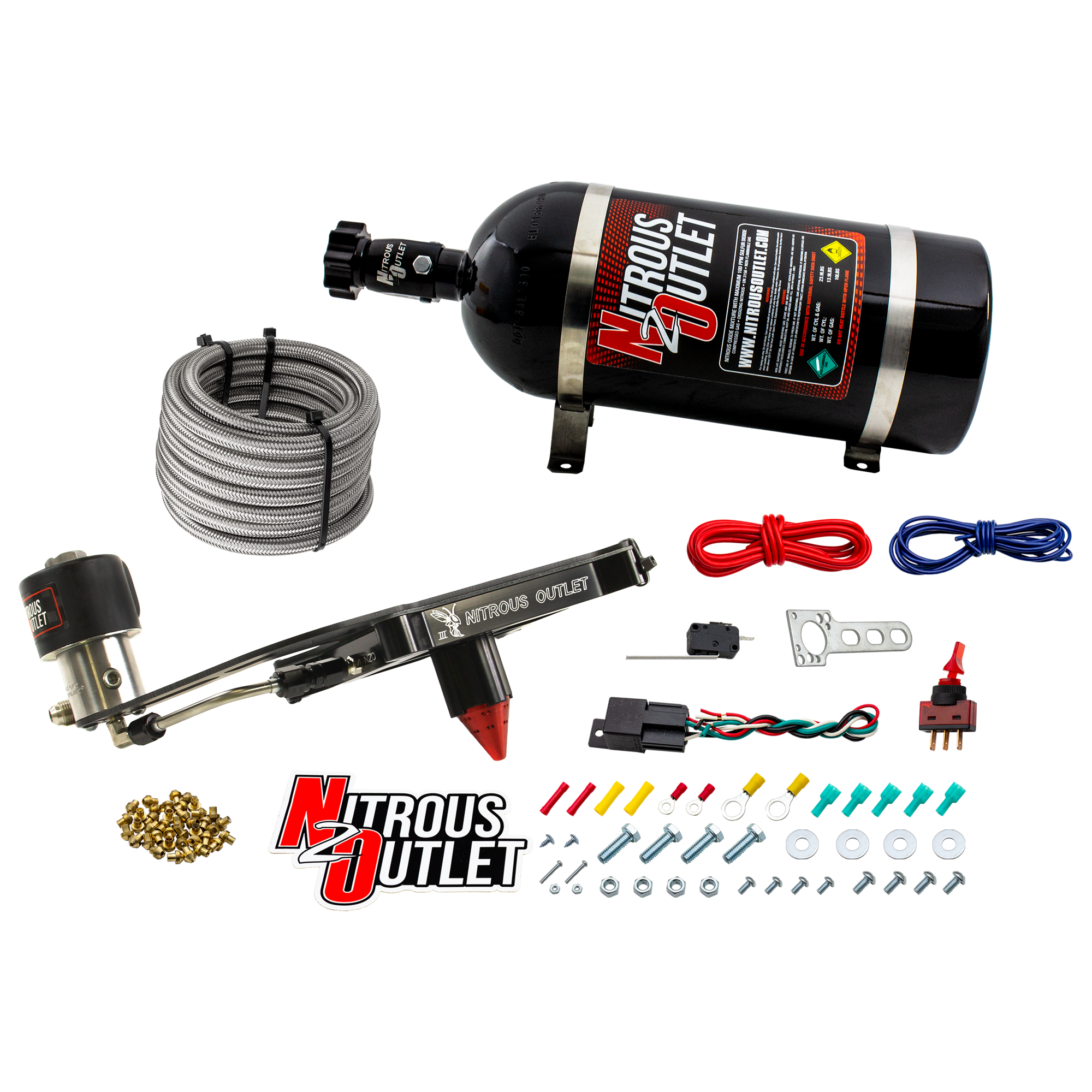 Nitrous Outlet 4150 Stinger 3 Dry Race System - Hard-line/.178 Trashcan Nitrous Solenoid/Boomerang Solenoid Bracket - (50-...