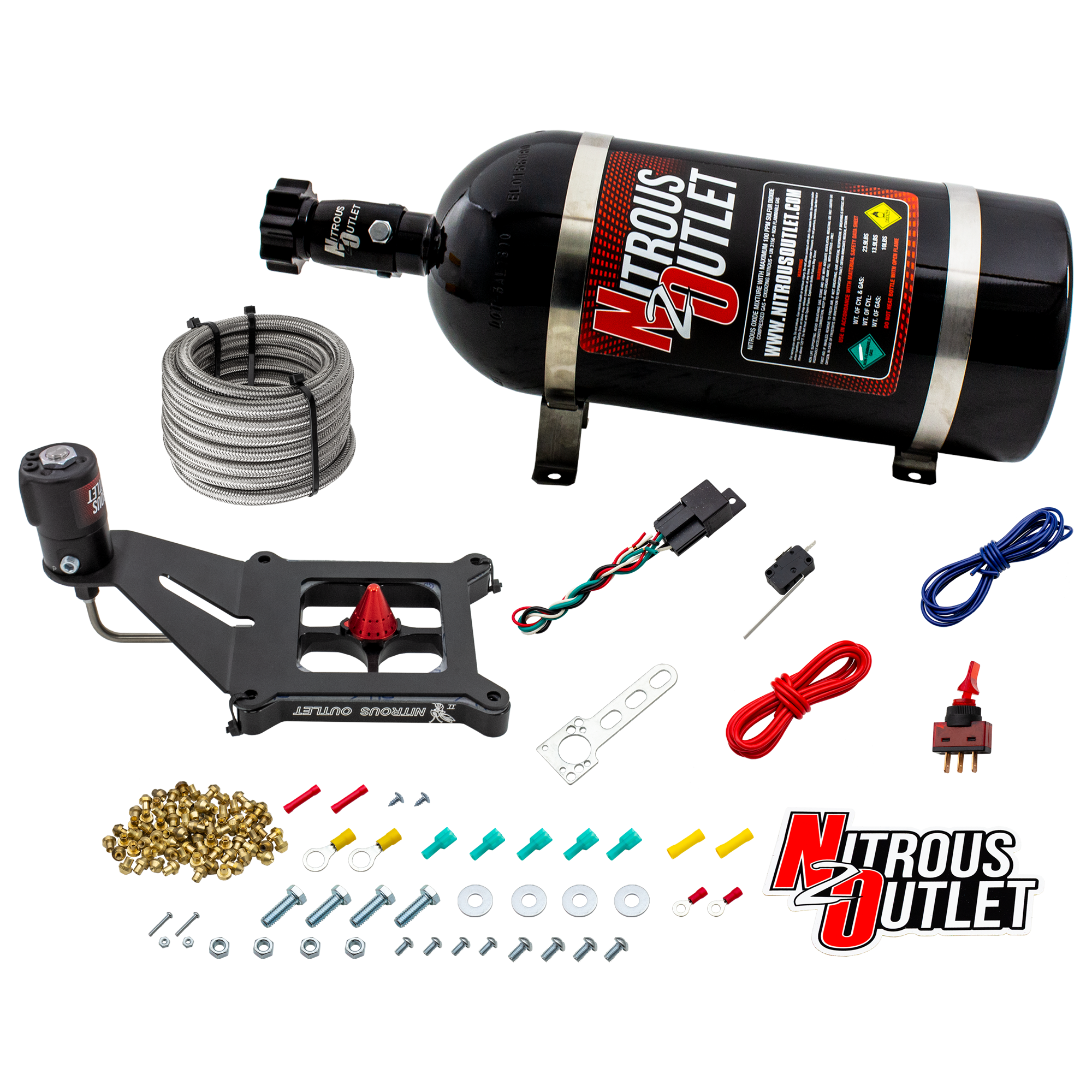 Nitrous Outlet 4150 Stinger 2 Dry System - Hard-line/.122 Nitrous Solenoid/Deep Break Solenoid Bracket/Solenoids Mount Ups...