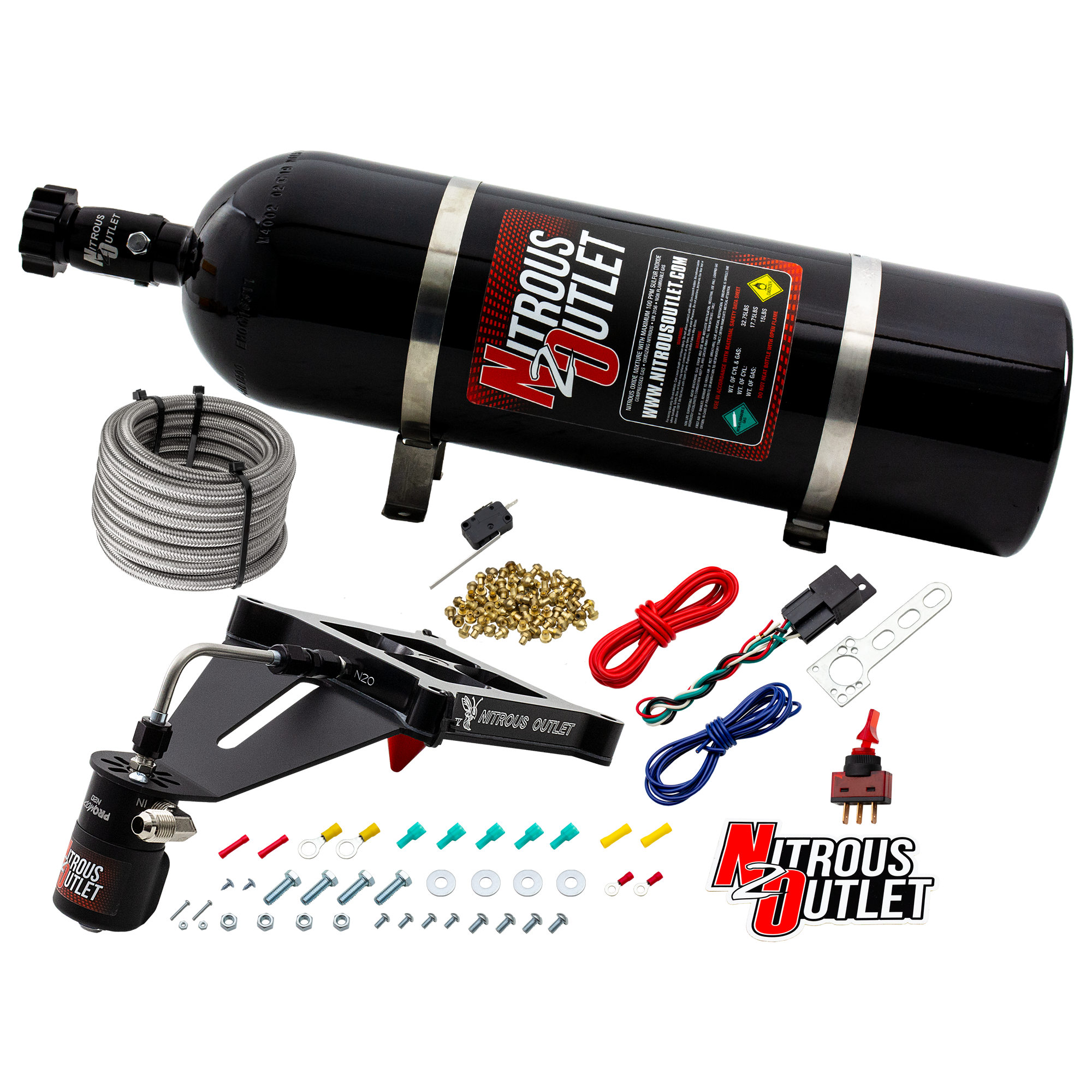 Nitrous Outlet 4150 Stinger 2 Dry System - Hard-line/.122 Nitrous Solenoid/Deep Break Solenoid Bracket/Solenoids Mount Ups...
