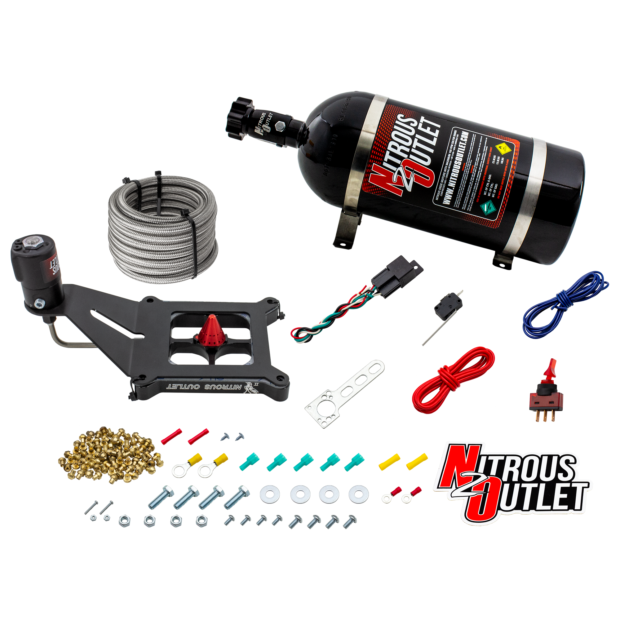 Nitrous Outlet 4150 Stinger 4 Dry System - Hard-line/.122 Nitrous Solenoid/Deep Break Solenoid Bracket/Solenoids Mount Ups...