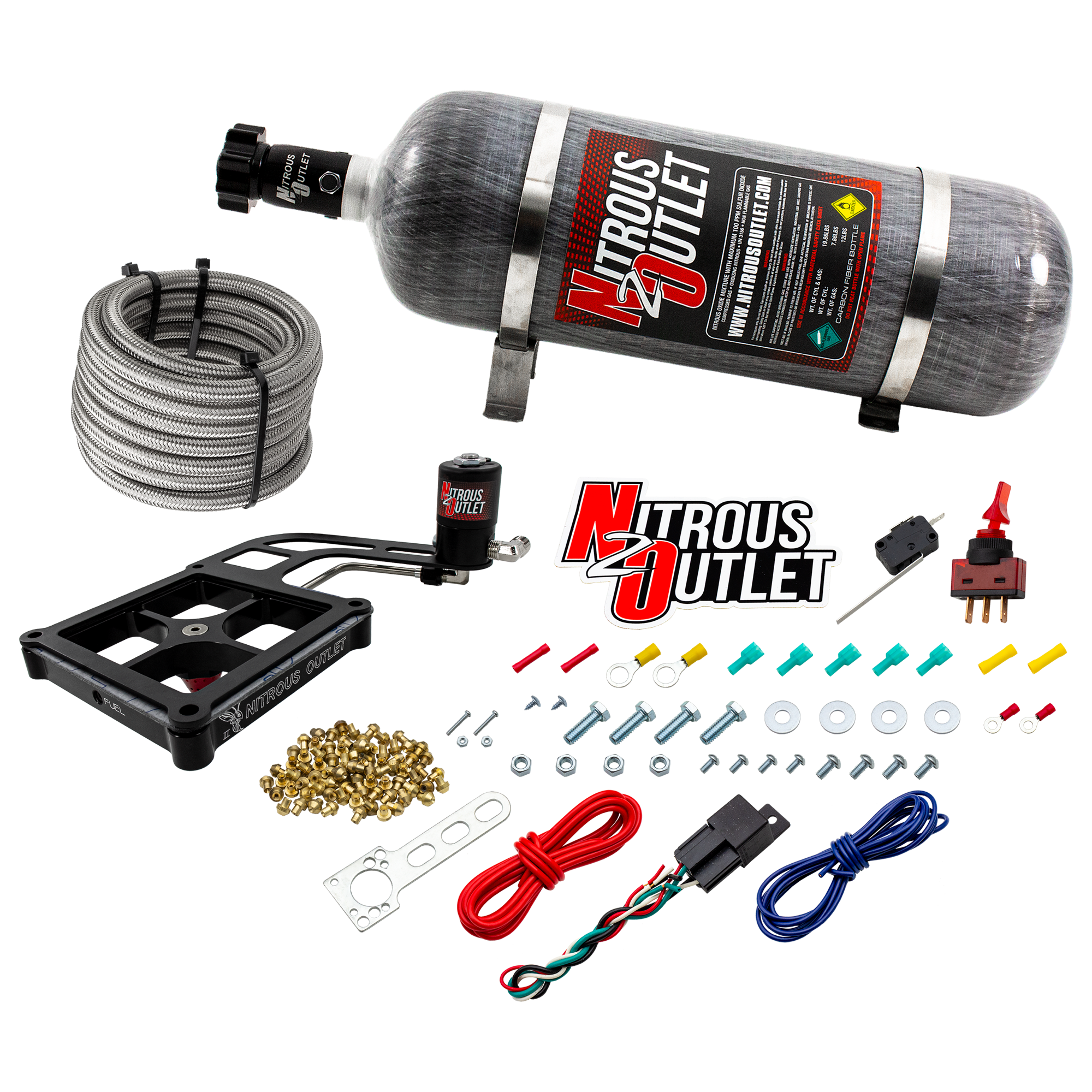 Nitrous Outlet 4500 Stinger 2 Dry System - Hard-line/.122 Nitrous Solenoid/Boomerang Solenoid Bracket - (50-500 HP)(12lb B...