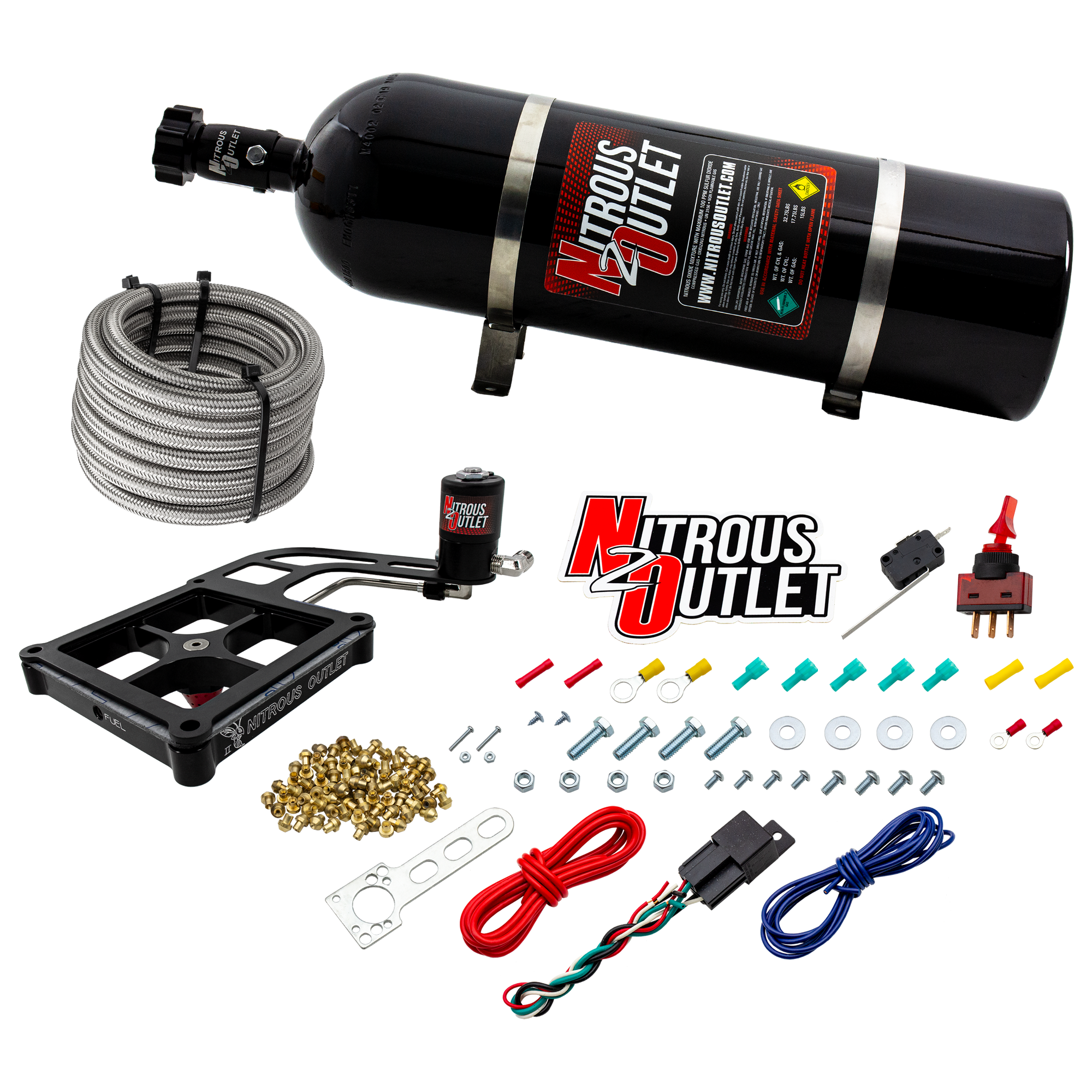 Nitrous Outlet 4500 Stinger 2 Dry System - Hard-line/.122 Nitrous Solenoid/Boomerang Solenoid Bracket - (50-500 HP)(15lb B...