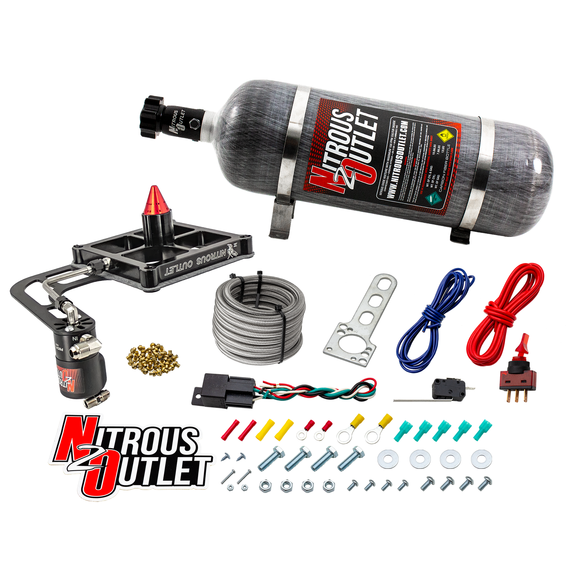 Nitrous Outlet 4500 Stinger 3 Dry System - Hard-line/.122 Nitrous Solenoid/Boomerang Solenoid Bracket - (50-500 HP)(12lb B...