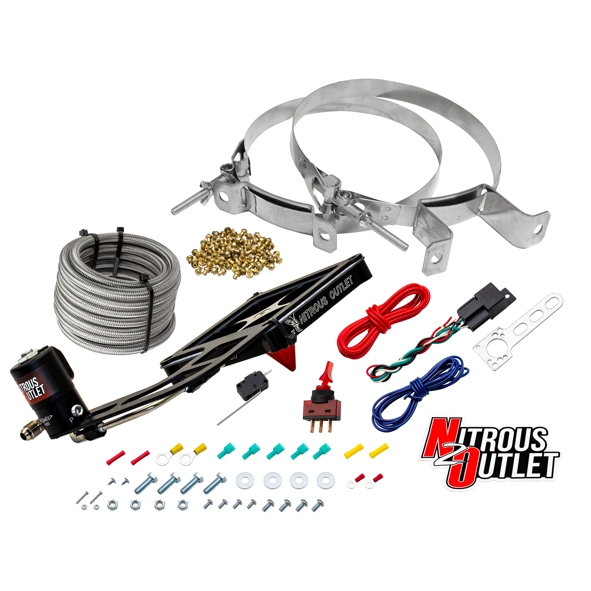 Nitrous Outlet 4500 Stinger 4 Dry System - Hard-line/.122 Nitrous Solenoid/Boomerang Solenoid Bracket - (50-500 HP)(No Bot...
