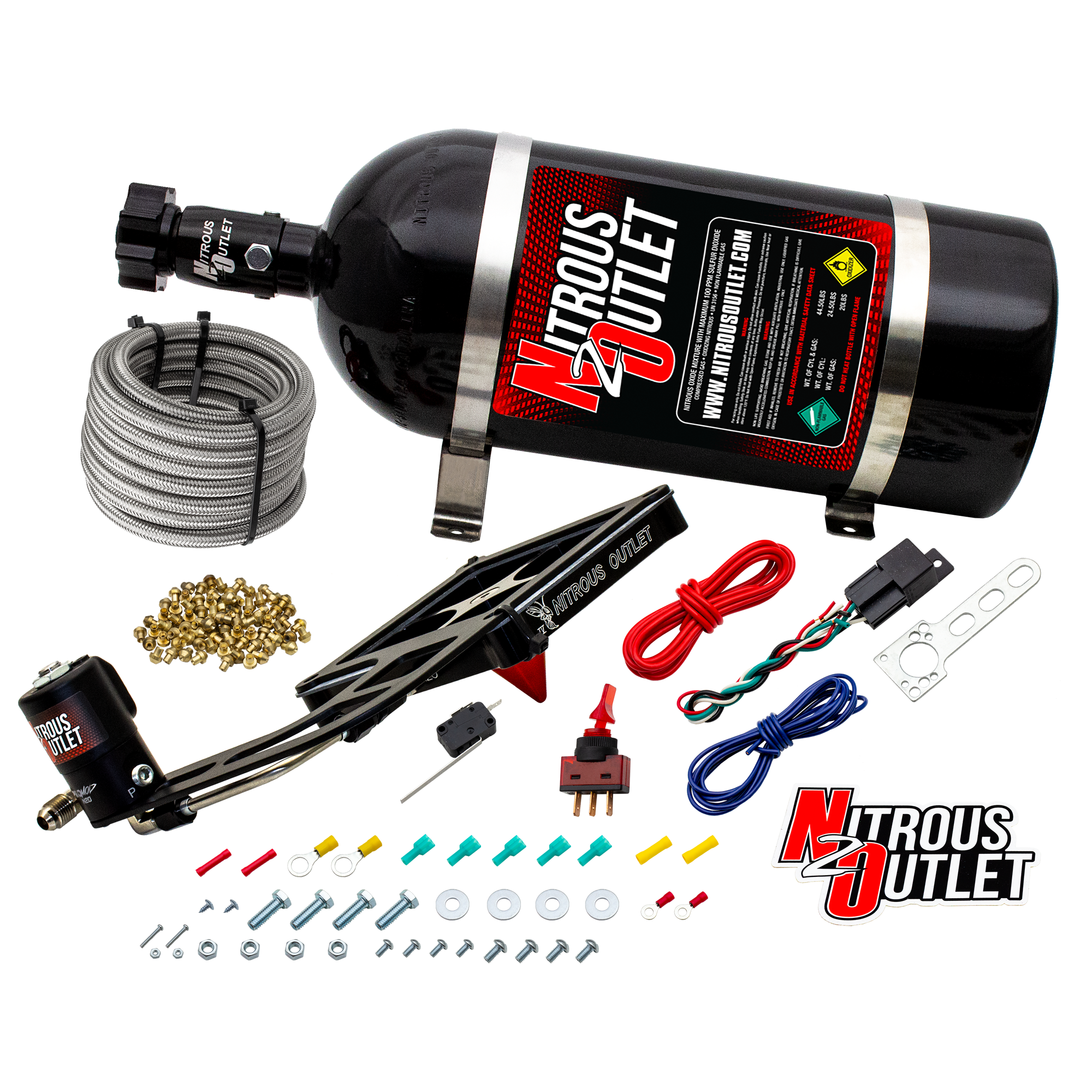 Nitrous Outlet 4500 Stinger 4 Dry System - Hard-line/.122 Nitrous Solenoid/Boomerang Solenoid Bracket - (50-500 HP)(10lb B...
