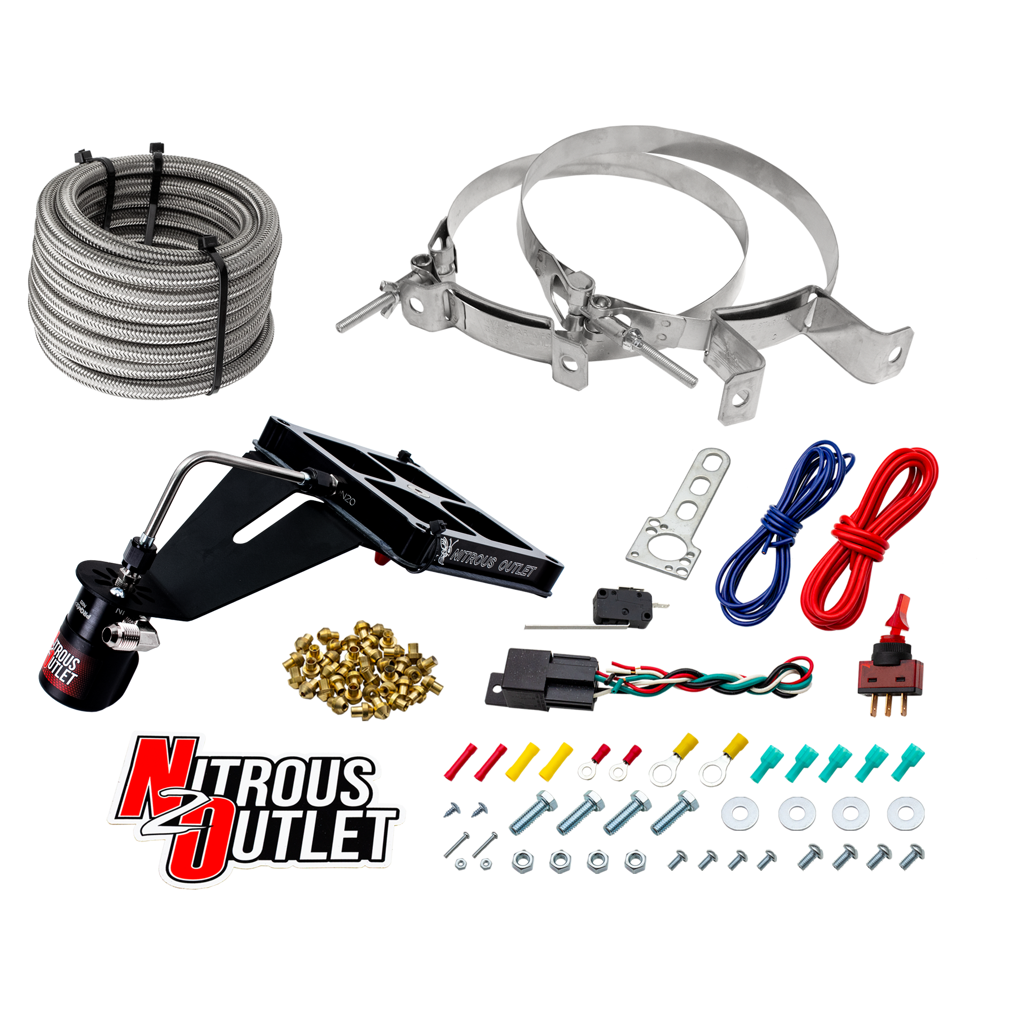 Nitrous Outlet 4500 Stinger 2 Dry System - Hard-line/.122 Nitrous Solenoid/Deep Break Solenoid Bracket/Solenoids Mount Ups...