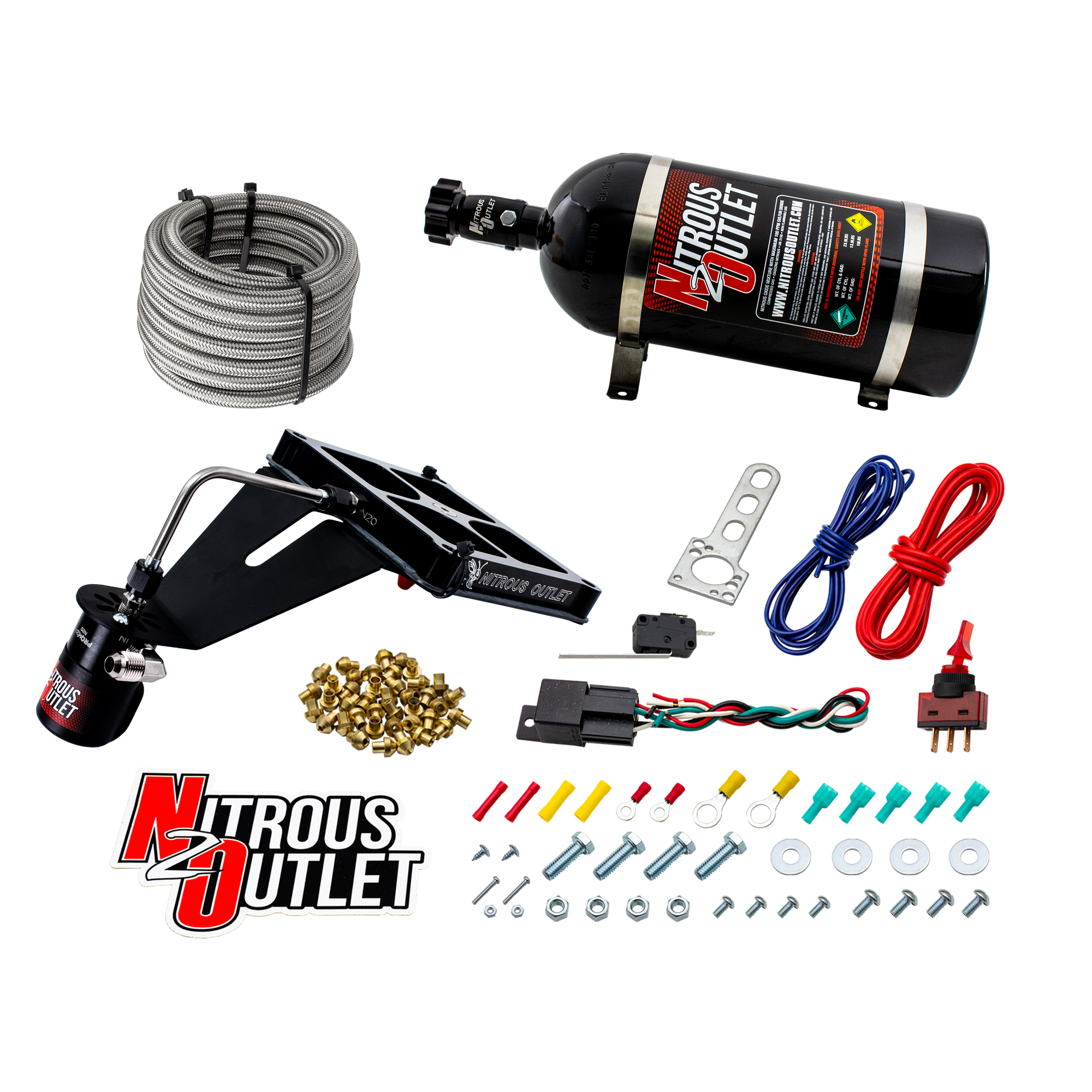 Nitrous Outlet 4500 Stinger 2 Dry System - Hard-line/.122 Nitrous Solenoid/Deep Break Solenoid Bracket/Solenoids Mount Ups...
