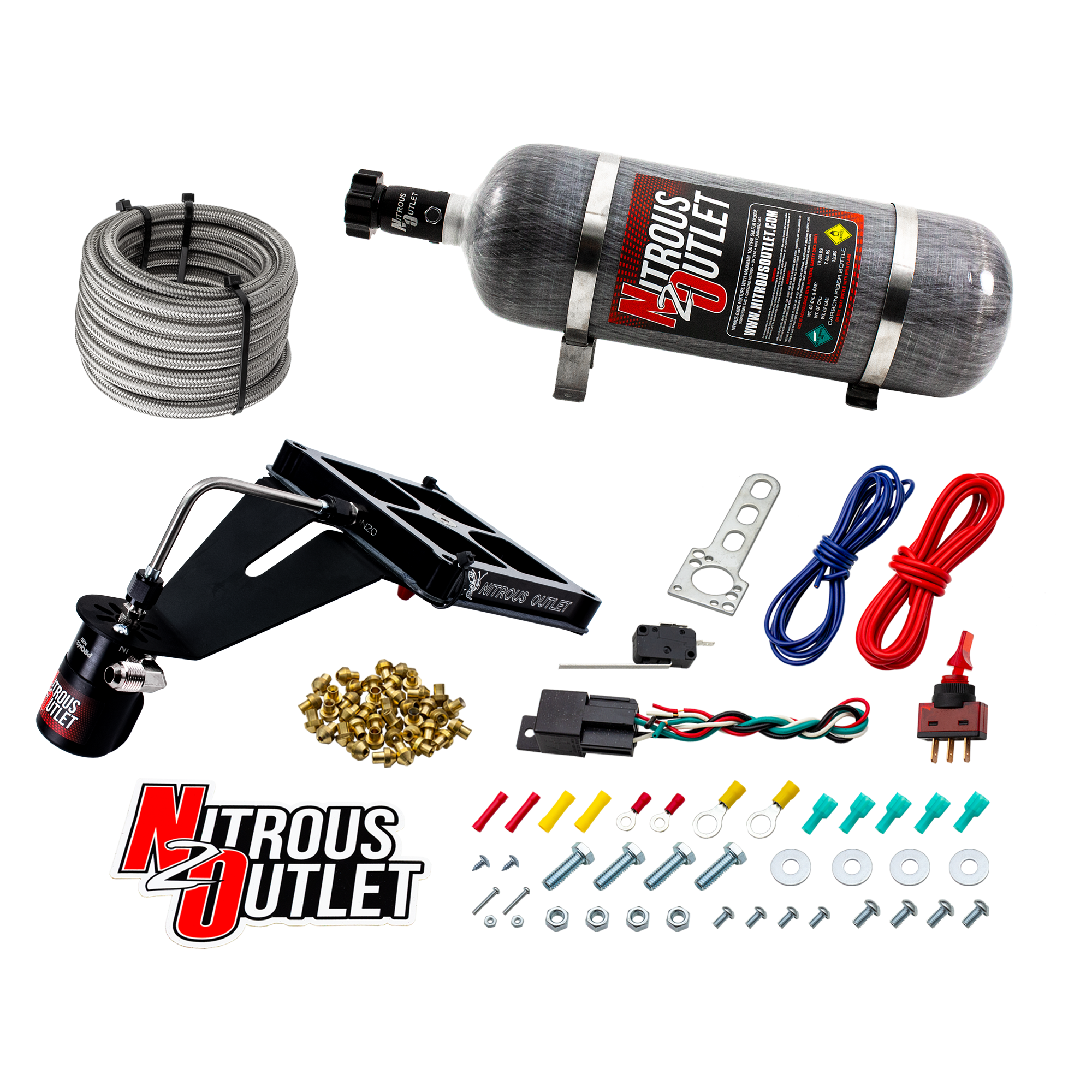Nitrous Outlet 4500 Stinger 2 Dry System - Hard-line/.122 Nitrous Solenoid/Deep Break Solenoid Bracket/Solenoids Mount Ups...