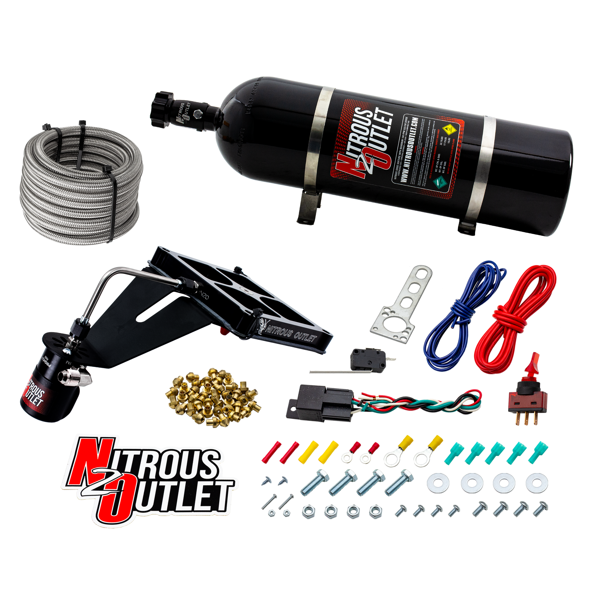 Nitrous Outlet 4500 Stinger 2 Dry System - Hard-line/.122 Nitrous Solenoid/Deep Break Solenoid Bracket/Solenoids Mount Ups...