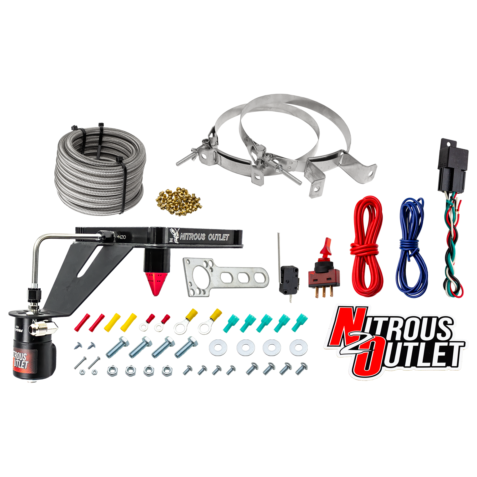 Nitrous Outlet 4500 Stinger 3 Dry System - Hard-line/.122 Nitrous Solenoid/Deep Break Solenoid Bracket/Solenoids Mount Ups...