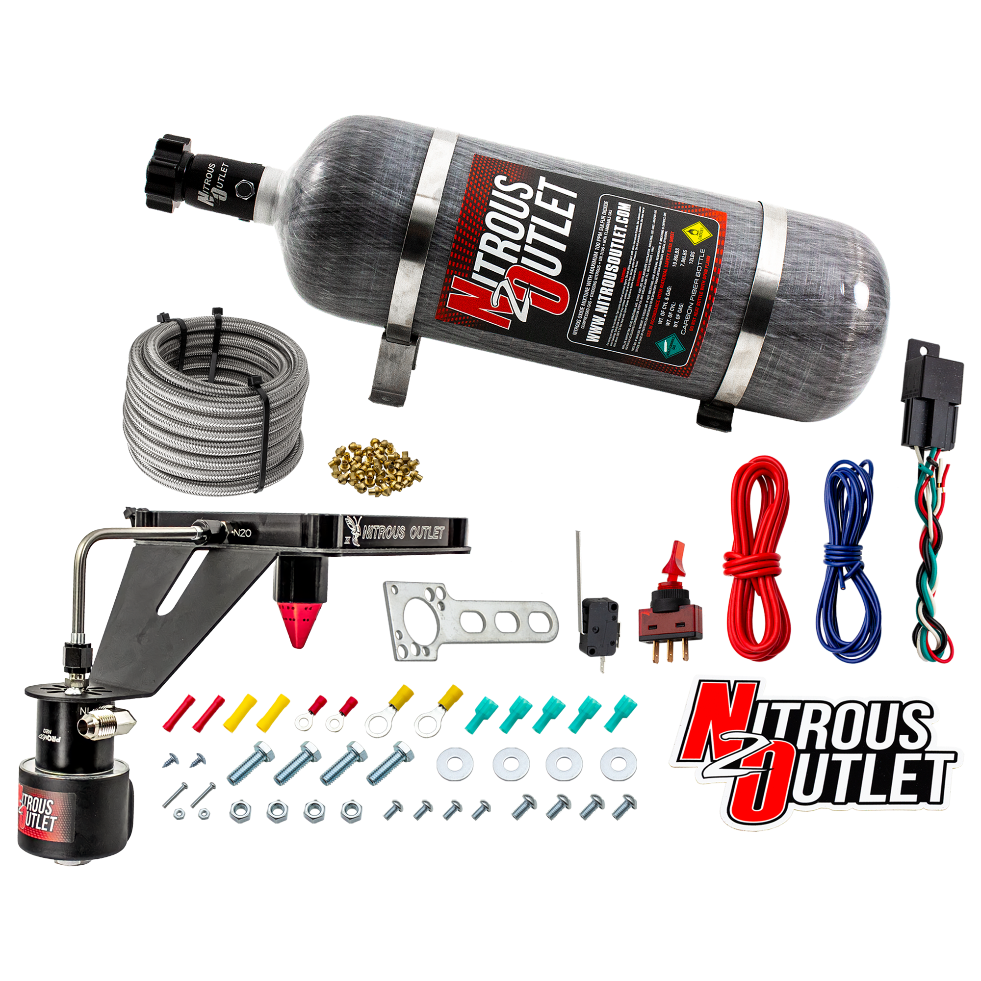 Nitrous Outlet 4500 Stinger 3 Dry Race System - Hard-line/.178 Trashcan Solenoid Nitrous Solenoid/Deep Break Solenoid Brac...