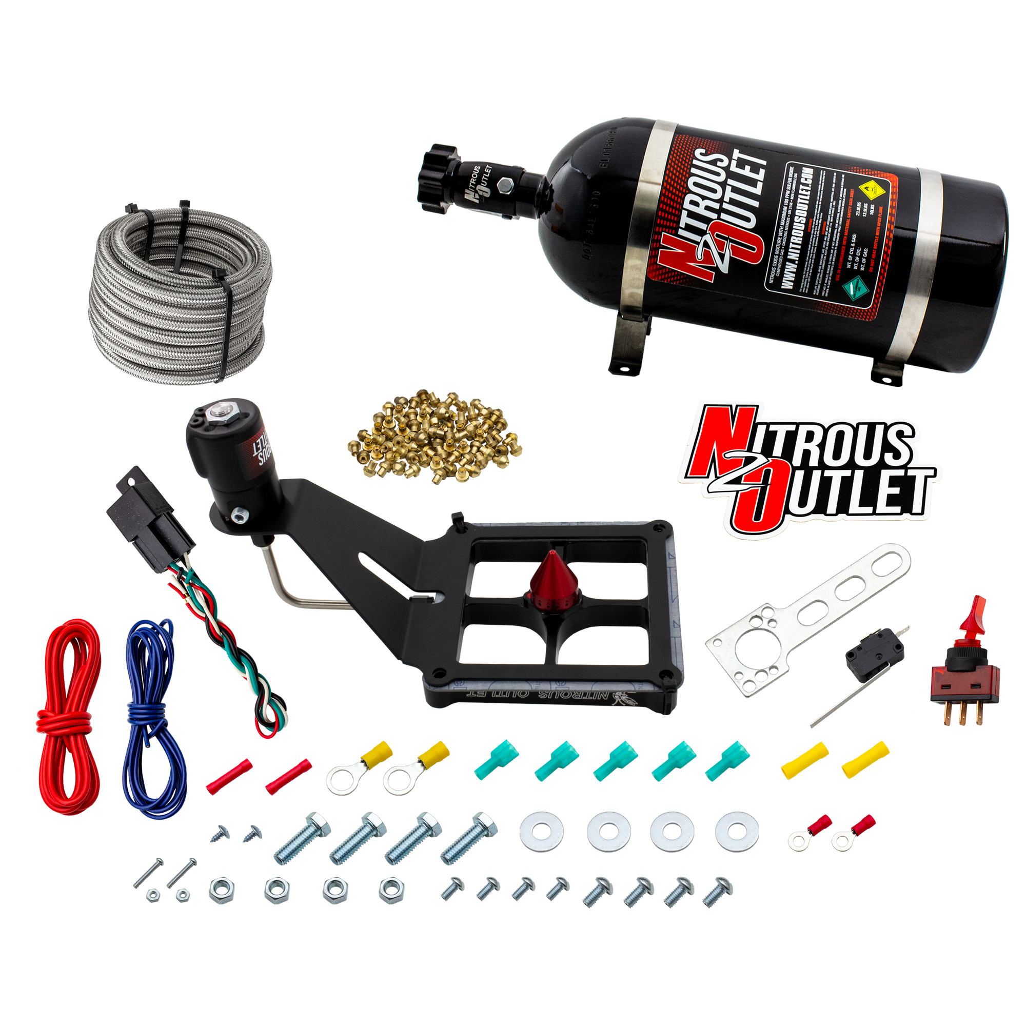 Nitrous Outlet 4500 Stinger 4 Dry System - Hard-line/.122 Nitrous Solenoid/Deep Break Solenoid Bracket/Solenoids Mount Ups...