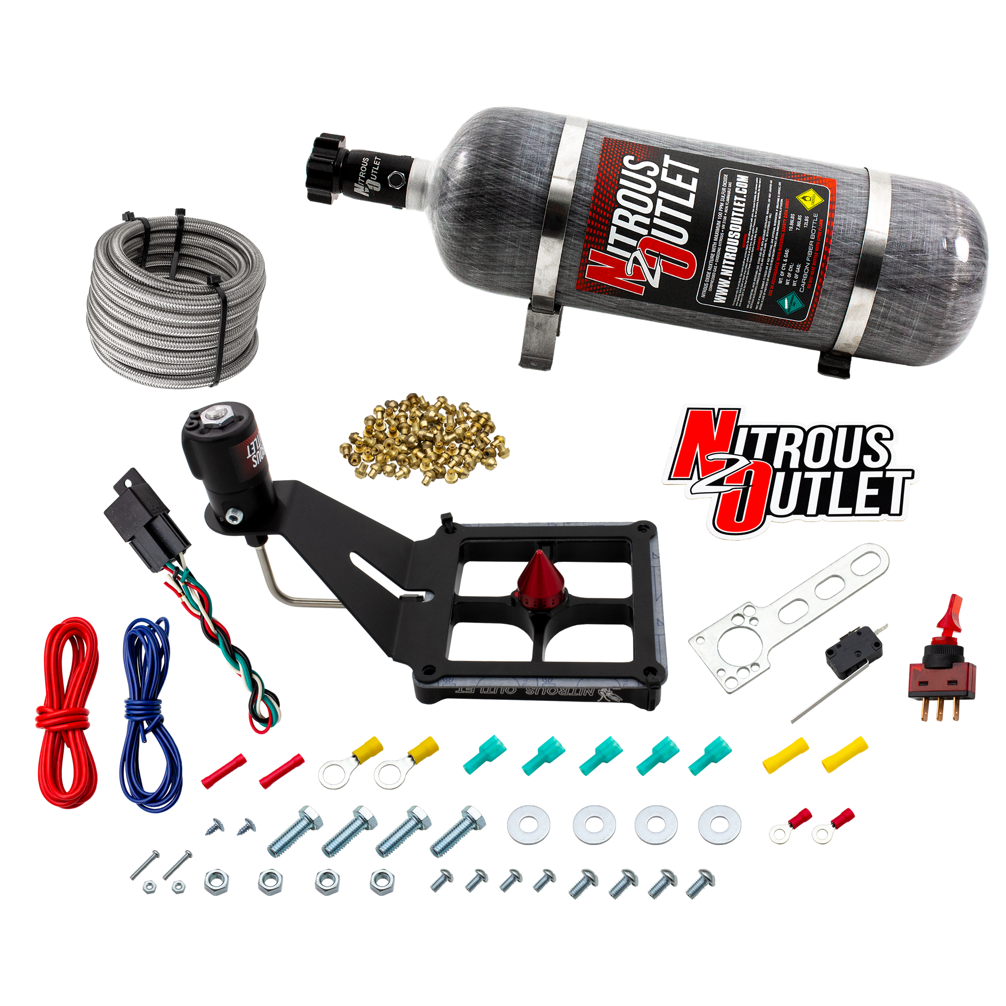 Nitrous Outlet 4500 Stinger 4 Dry System - Hard-line/.122 Nitrous Solenoid/Deep Break Solenoid Bracket/Solenoids Mount Ups...