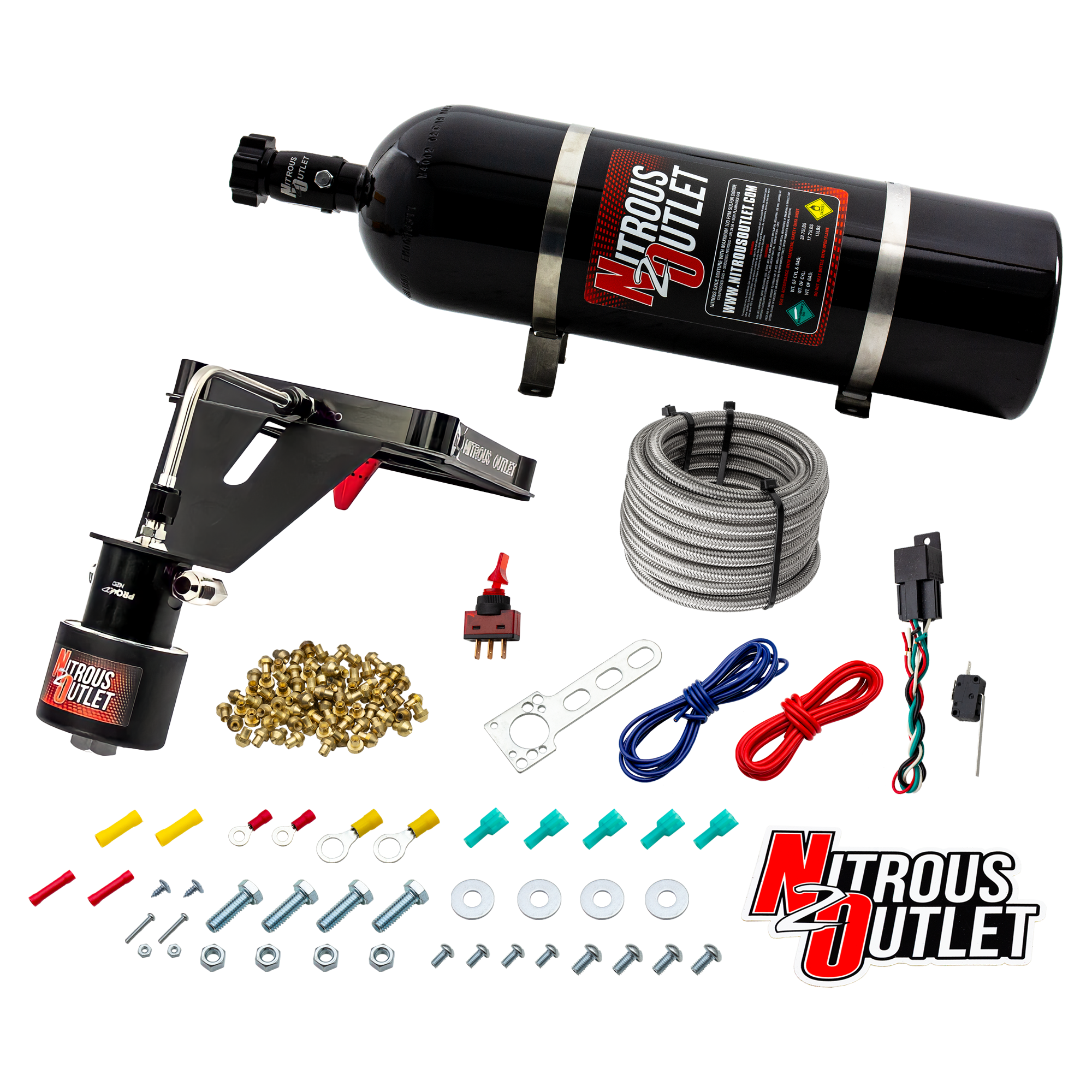 Nitrous Outlet 4500 Stinger 2 Dry Race System - Hard-line/.178 Trashcan Solenoid Nitrous Solenoid/Deep Break Solenoid Brac...