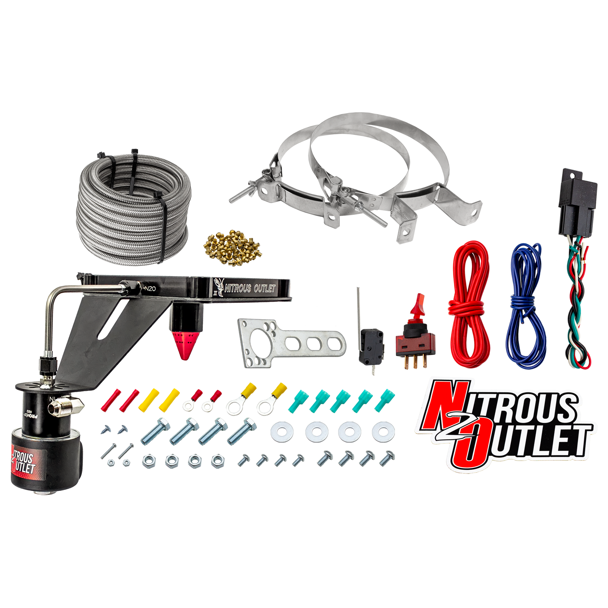 Nitrous Outlet 4500 Stinger 3 Dry Race System - Hard-line/.178 Trashcan Solenoid Nitrous Solenoid/Deep Break Solenoid Brac...