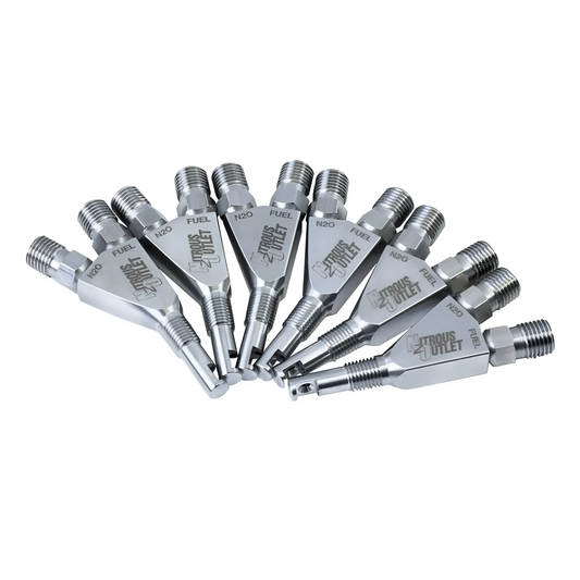 Nitrous Outlet 1/16" NPT Wet Nitrous Nozzle - 6 Pack/90 Degree Discharge/Stainless