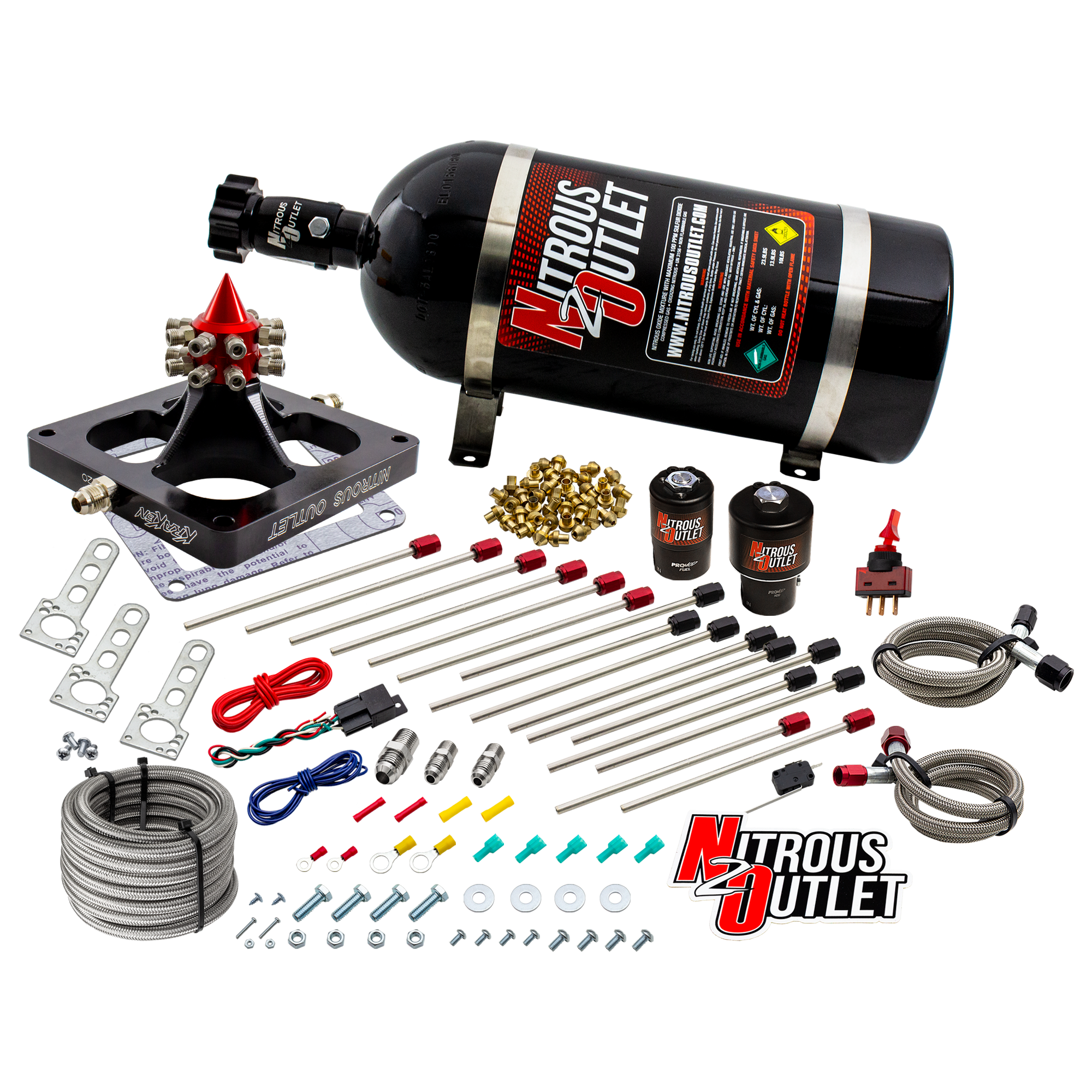 Nitrous Outlet 4500 Kraken Competition System - Braided Hose/.189 Competition Trashcan Nitrous Solenoid/.310 Fuel Solenoid...