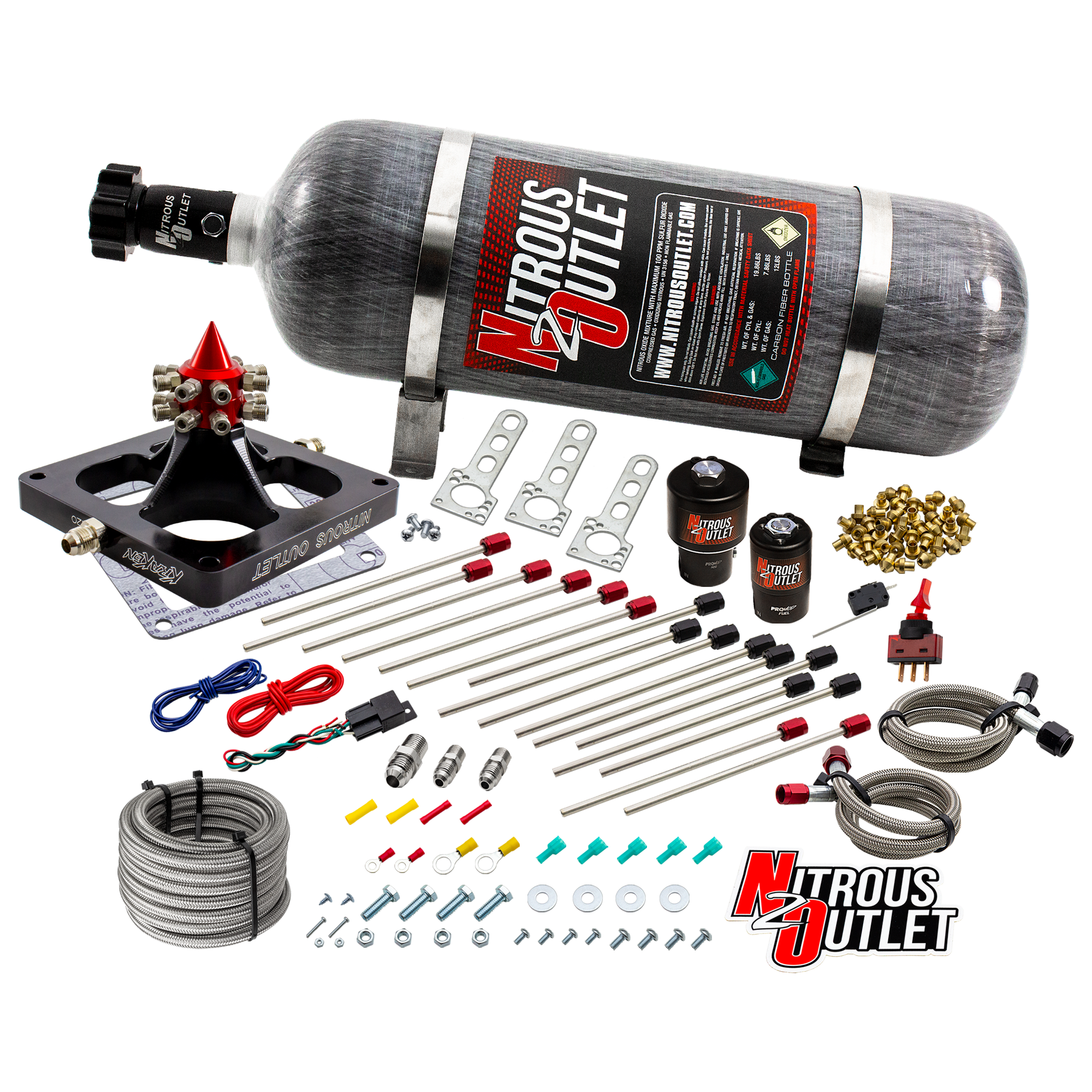 Nitrous Outlet 4500 Kraken Competition System - Braided Hose/.189 Competition Trashcan Nitrous Solenoid/.310 Fuel Solenoid...