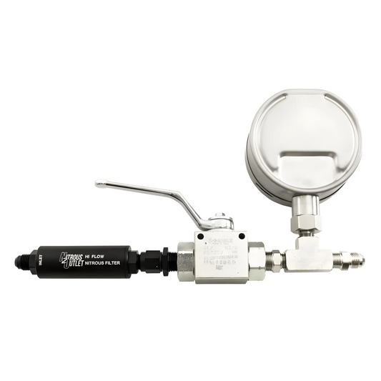 Nitrous Outlet Digital Inline Nitrous Pressure Gauge - 8AN Shut Off Valve/Nitrous Filter