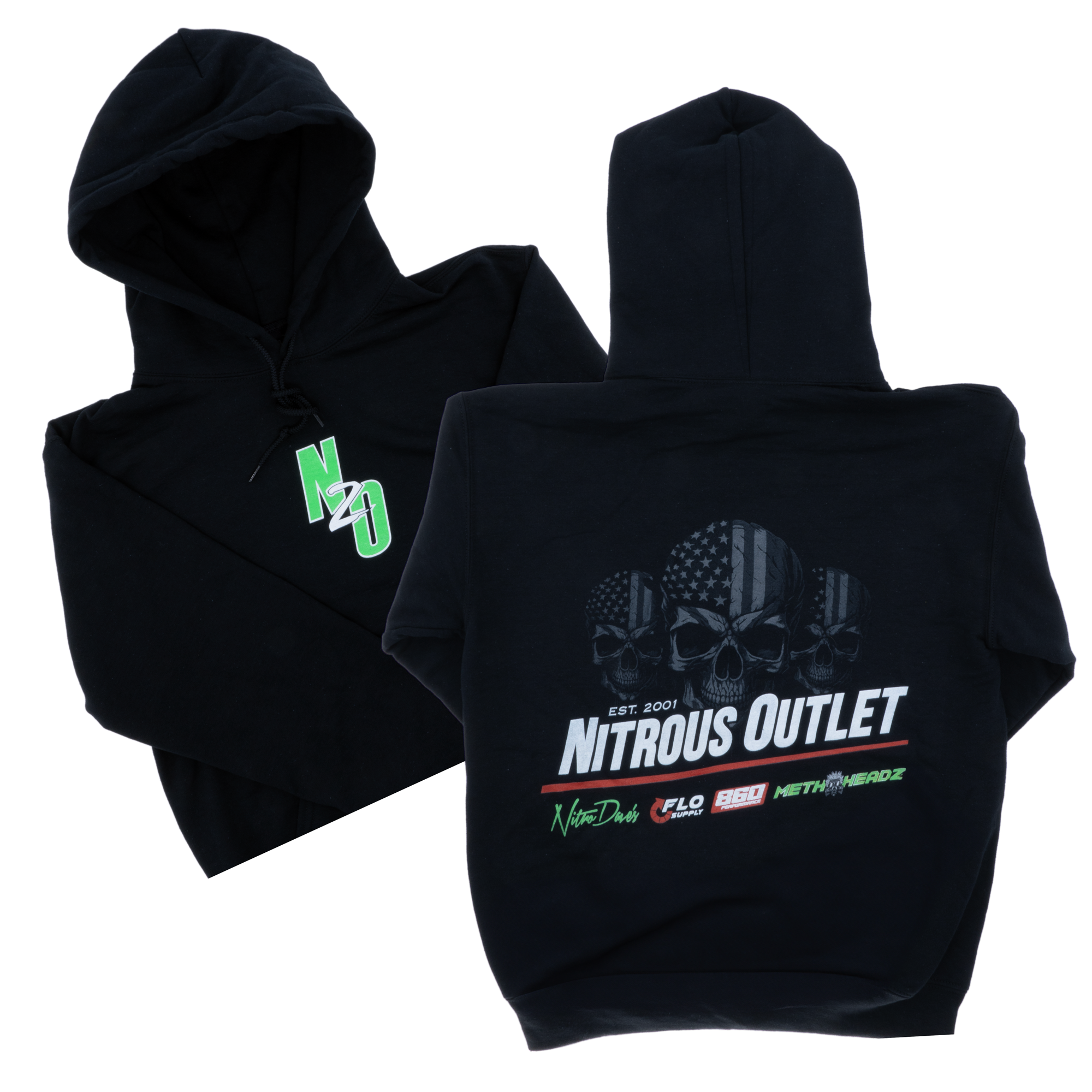 Nitrous Outlet Hoodie - 4XL/Black/American Skull