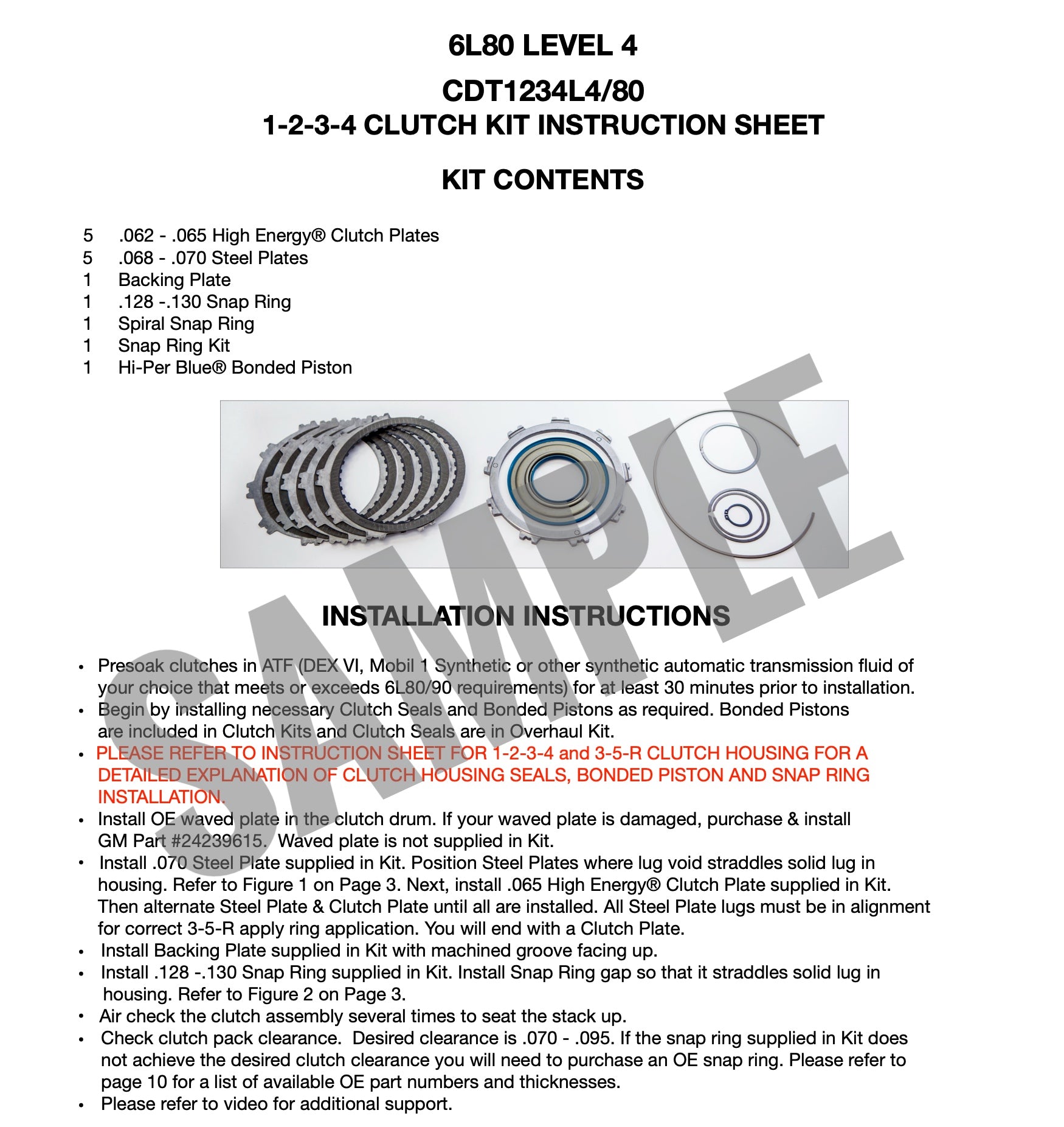 6L80 Performance Transmission Rebuild Kit - CDT Level 4
