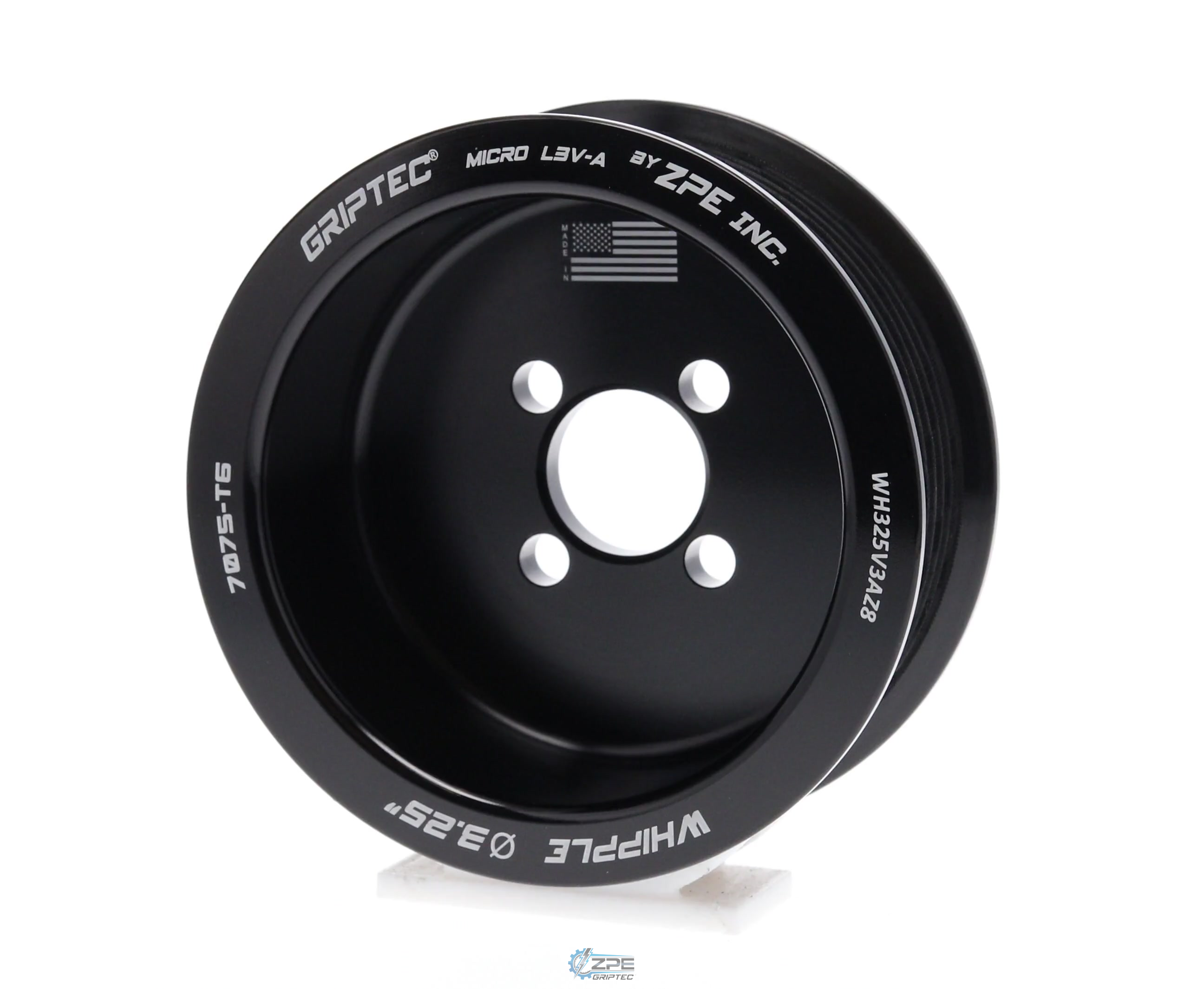 3.25" 8 Rib ZPE GripTec® Whipple Standard L3V-A Black Pulley