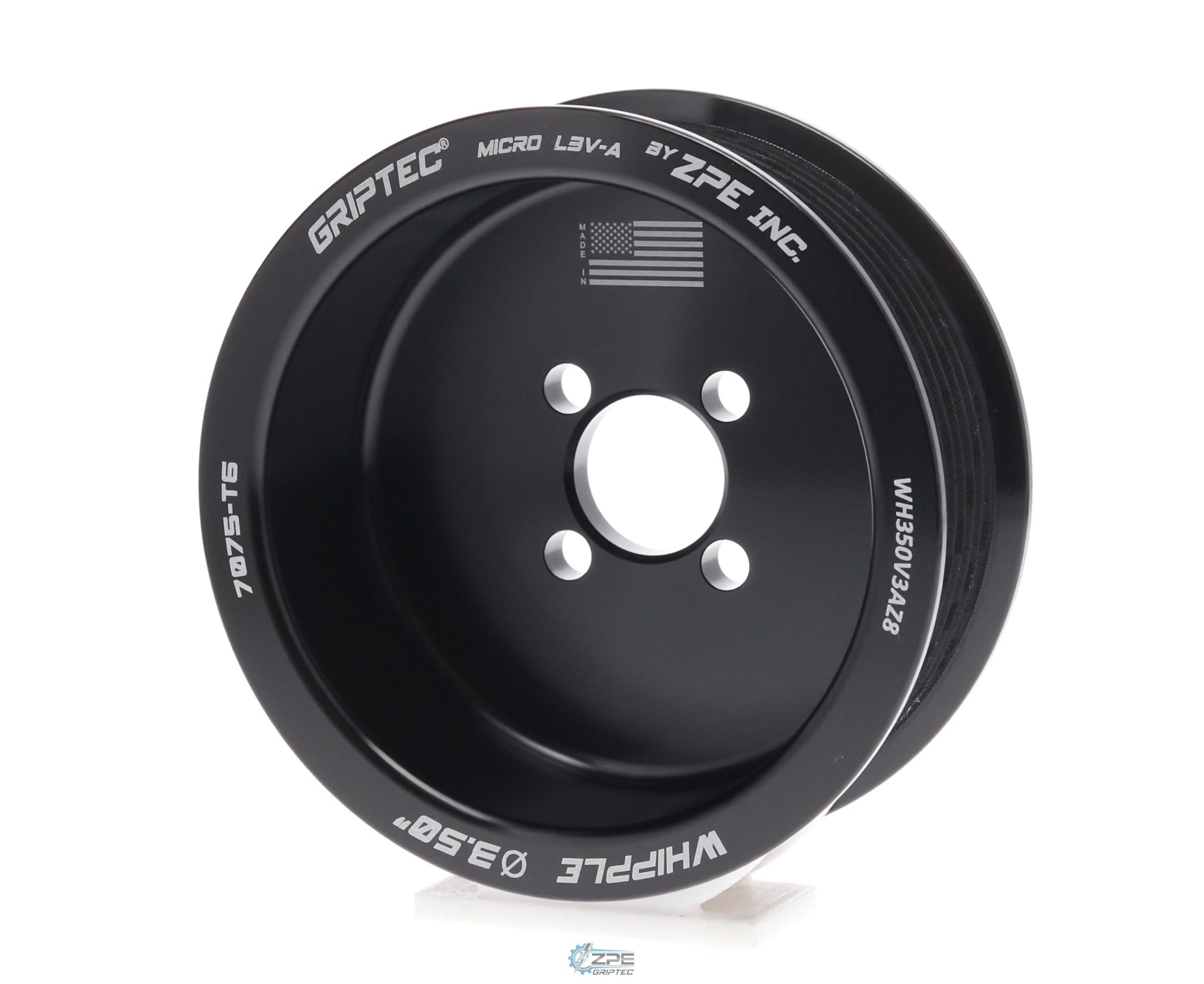 3.50" 8 Rib ZPE GripTec® Whipple Standard L3V-A Black Pulley