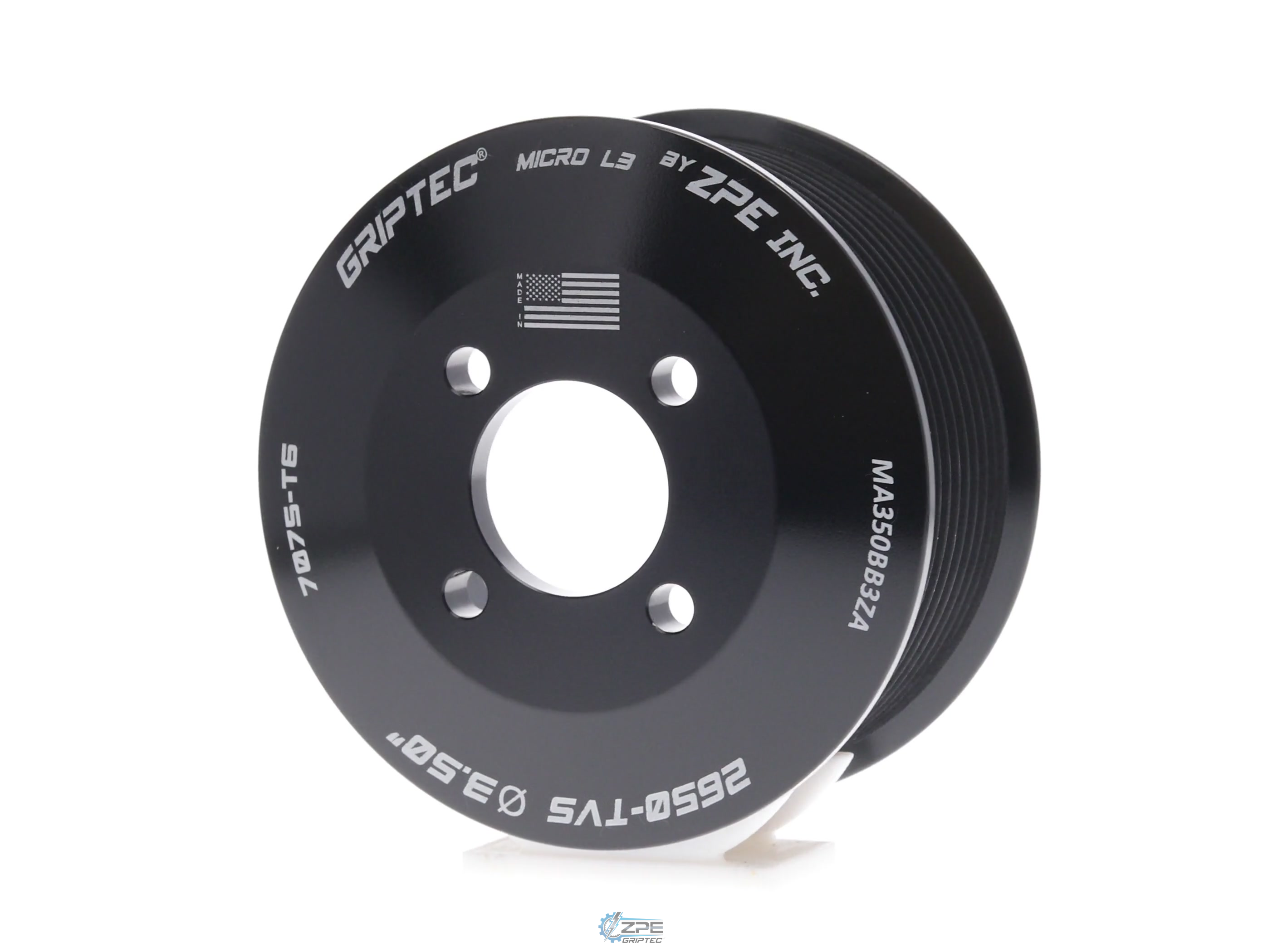 3.50" 10 Rib ZPE GripTec® 2pc Magnuson LSA/LT4 2650 TVS L3 Black Pulley Only