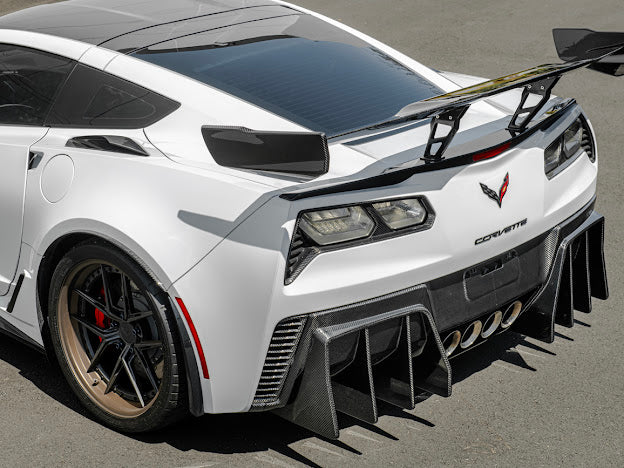 2014-2019 Corvette C7 Performance Track CARBON FIBER Rear Bumper Finned Diffuser