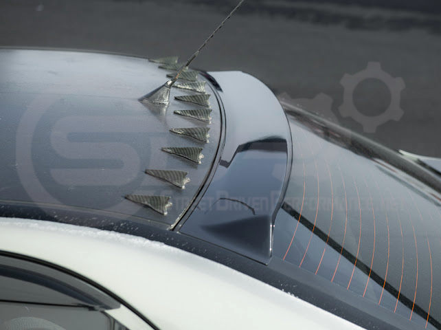 2003-2008 Toyota Corolla | JDM Tape-On Tinted Black Rear Roof Window Visor Guard