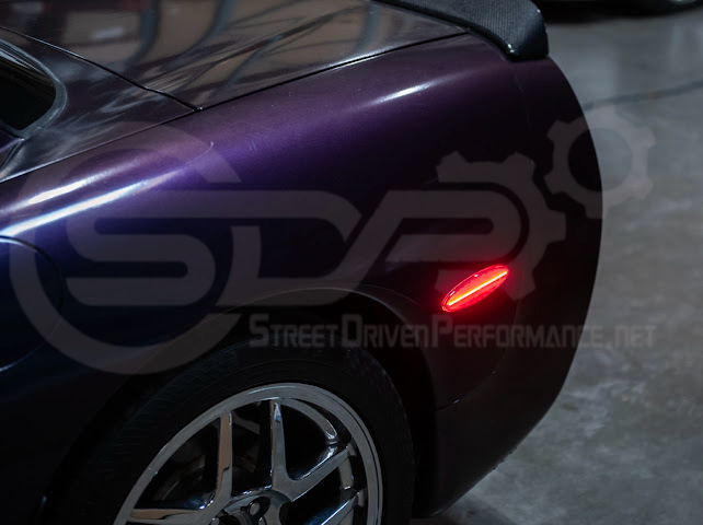 1997-2004 Chevrolet Corvette C5 | Rear Bumper Clear / Red / Black Lens Red LED Side Marker Lights Pair