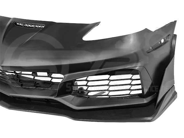 2005-2013 Corvette C6 Z06 | C7 ZR1 Style Primer Black Front Bumper Conversion Kit Replacement