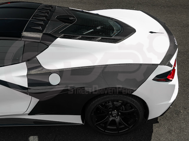 2020-Up Chevrolet Corvette C8 Stingray & Z51 | Carbon Fiber Rear Spoiler Wing Delete Hole Panel Cover