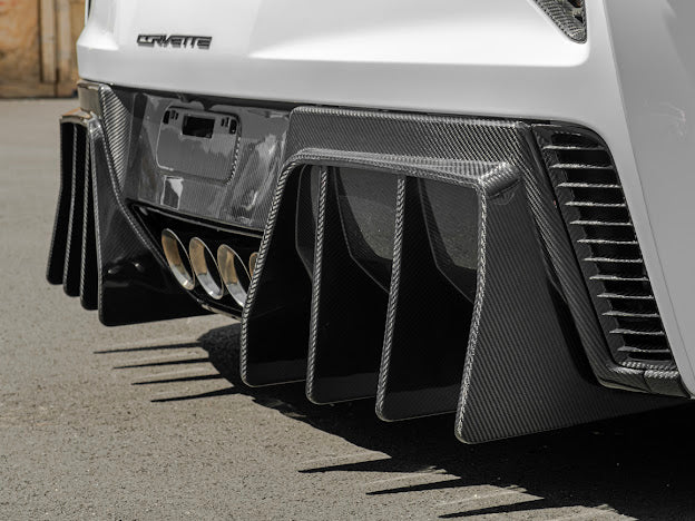 2014-2019 Corvette C7 Performance Track CARBON FIBER Rear Bumper Finned Diffuser