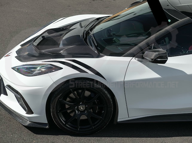 2020-PRESENT CHEVROLET CORVETTE C8 | ZR1 REPLICA STYLE DOUBLE SIDED CARBON FIBER FRONT VENTED HOOD