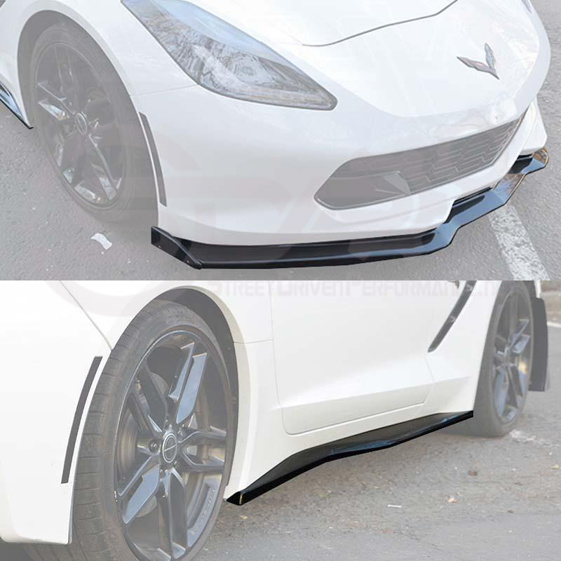 2014-2019 CORVETTE C7 STINGRAY & Z51 | FRONT SPLITTER LIP & SIDE SKIRTS ROCKER PANELS GROIND EFFECTS