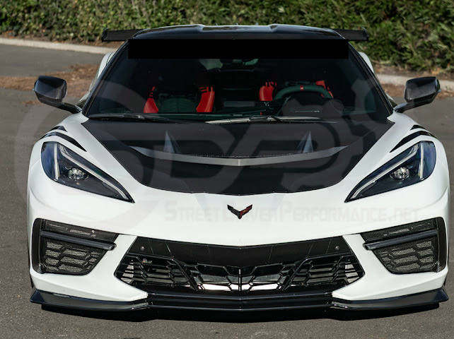 2020-PRESENT CHEVROLET CORVETTE C8 | ZR1 REPLICA STYLE  MATTE BLACK FRONT VENTED HOOD